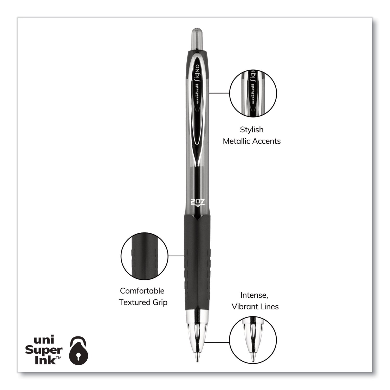 signo-207-gel-pen-value-pack-retractable-medium-07-mm-black-ink-smoke-black-barrel-36-box_ubc1921063 - 3