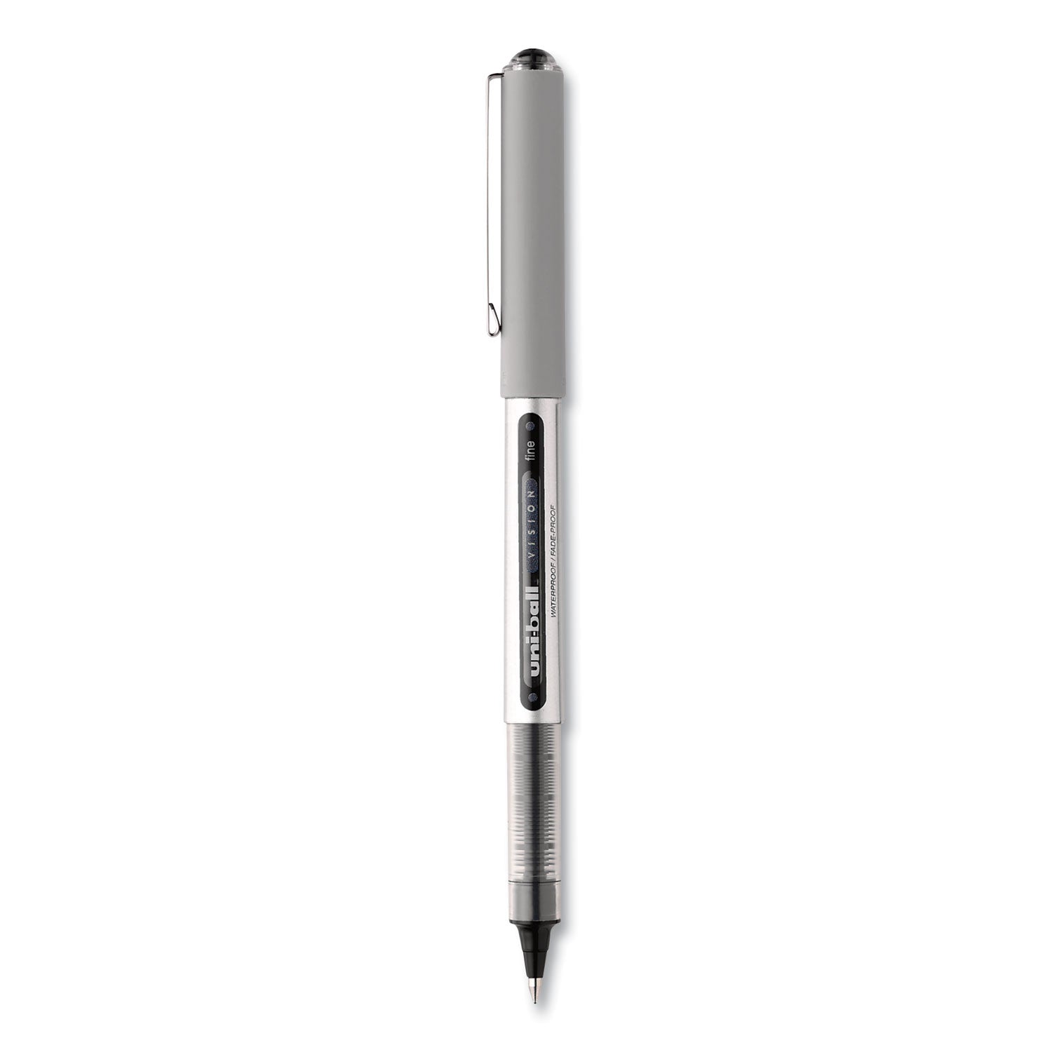 vision-roller-ball-pen-stick-fine-07-mm-black-ink-silver-black-clear-barrel-36-pack_ubc1921066 - 2