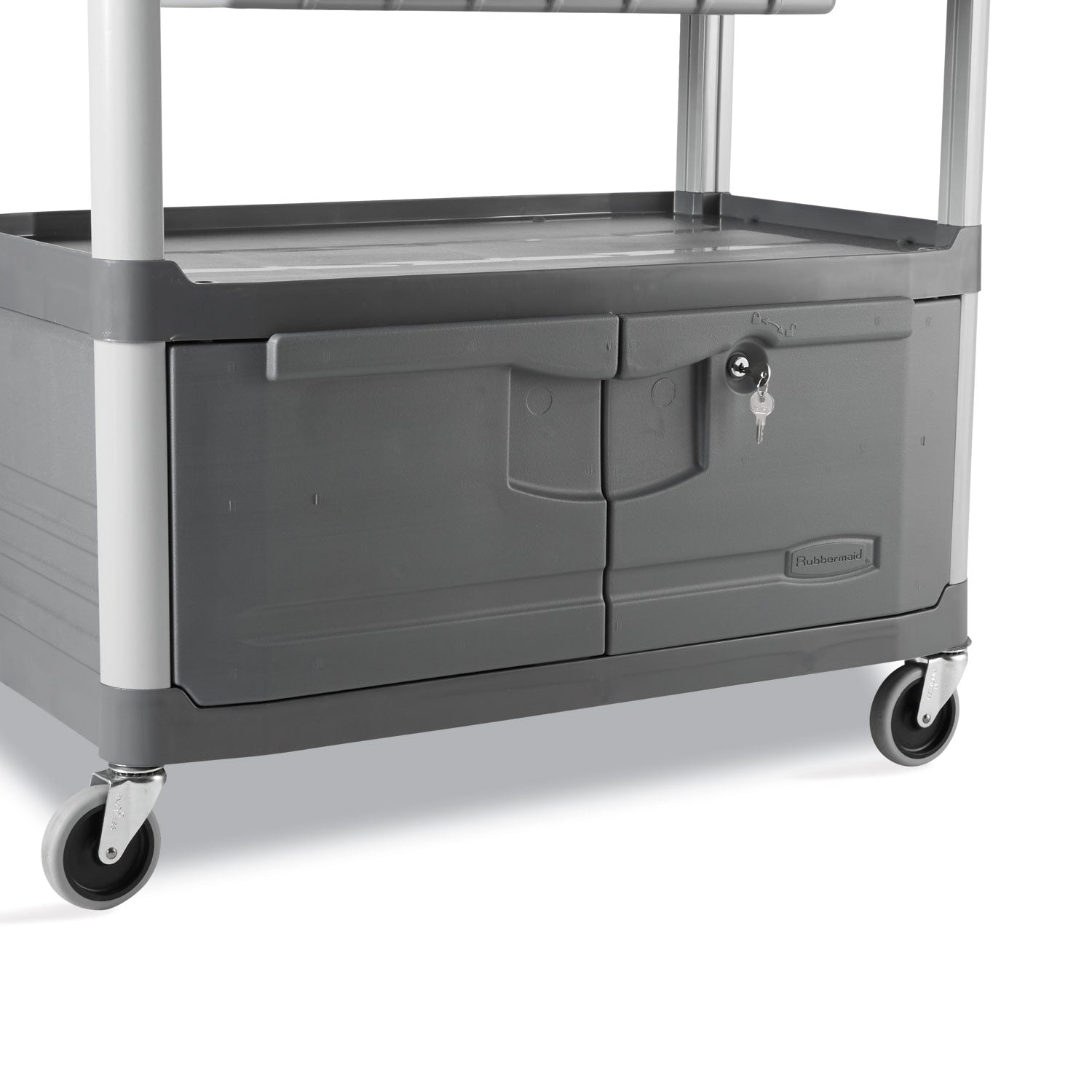 Xtra Instrument Cart with Locking Storage Area, Plastic, 3 Shelves, 300 lb Capacity, 20" x 40.63" x 37.8", Gray - 5