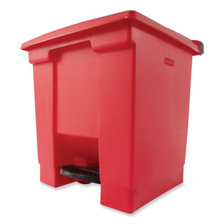Indoor Utility Step-On Waste Container, Square, Plastic, 8gal, Red