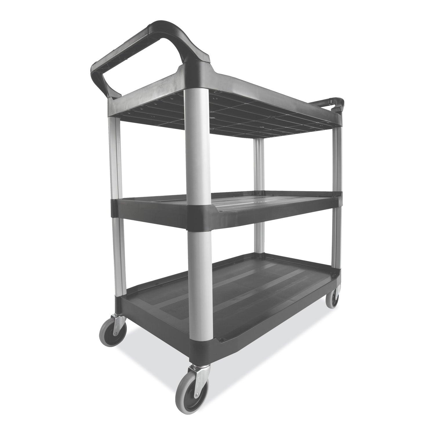 xtra-utility-cart-with-open-sides-plastic-3-shelves-300-lb-capacity-20-x-4063-x-378-gray_rcp4091gra - 2
