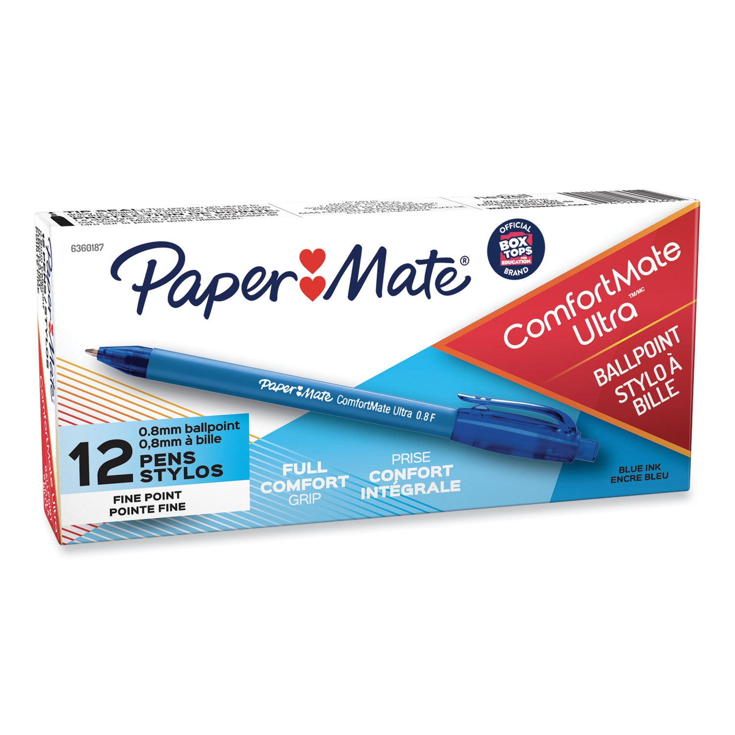 ComfortMate Ultra Ballpoint Pen, Retractable, Fine 0.8 mm, Blue Ink, Blue Barrel, Dozen - 