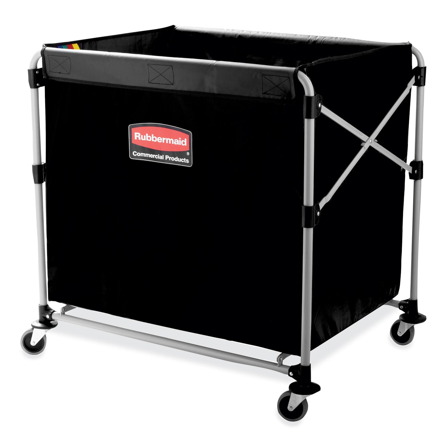 One-Compartment Collapsible X-Cart, Synthetic Fabric, 9.96 cu ft Bin, 24.1" x 35.7" x 34", Black/Silver - 