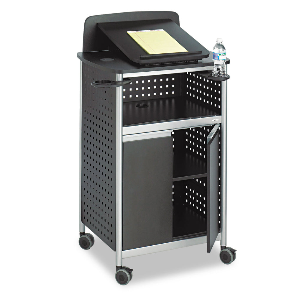 Scoot Multipurpose Mobile Lectern, 28.75 x 22 x 49.75, Black/Silver - 