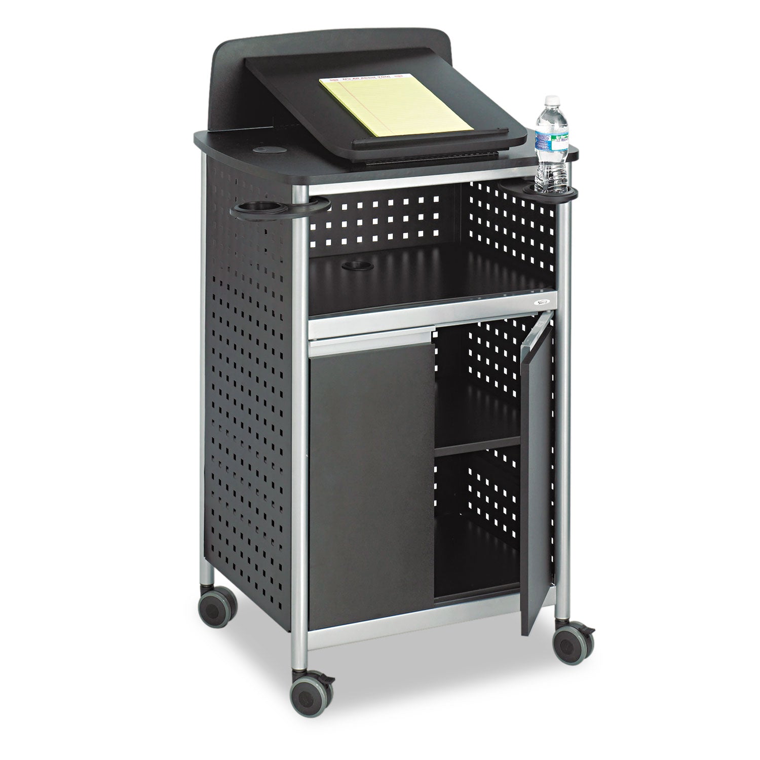 Scoot Multipurpose Mobile Lectern, 28.75 x 22 x 49.75, Black/Silver - 