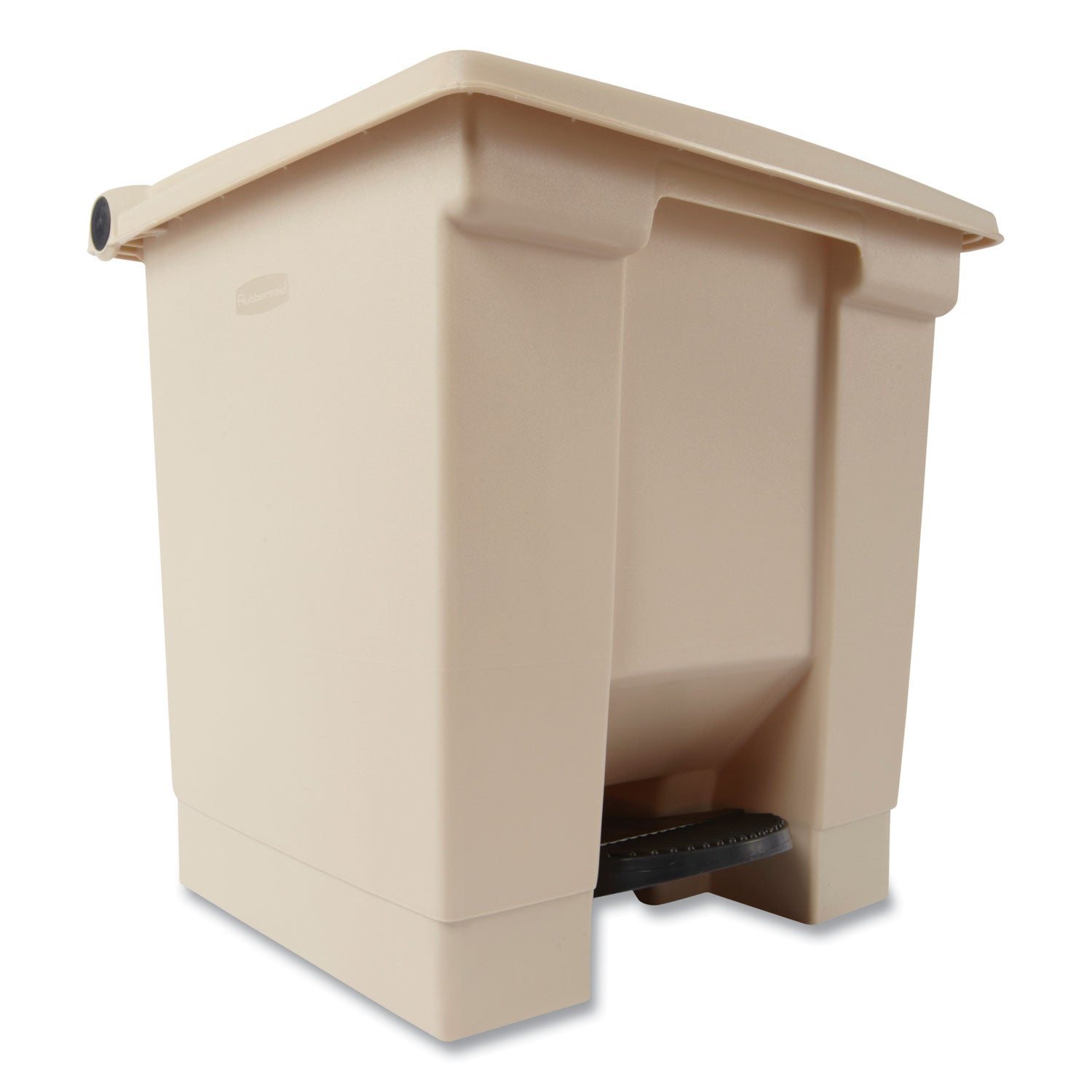 Indoor Utility Step-On Waste Container, Square, Plastic, 8gal, Beige