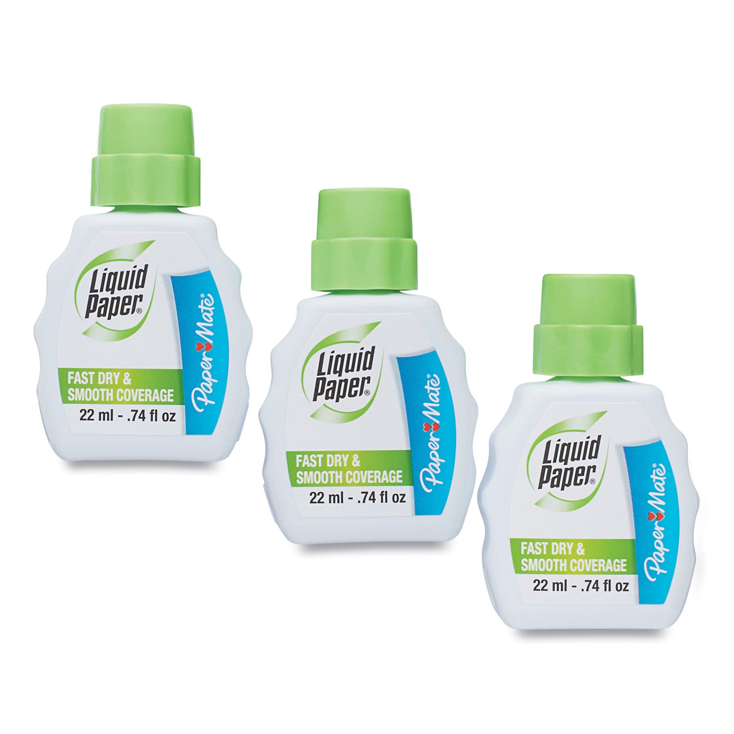 Fast Dry Correction Fluid, 22 ml Bottle, White, 3/Pack - 