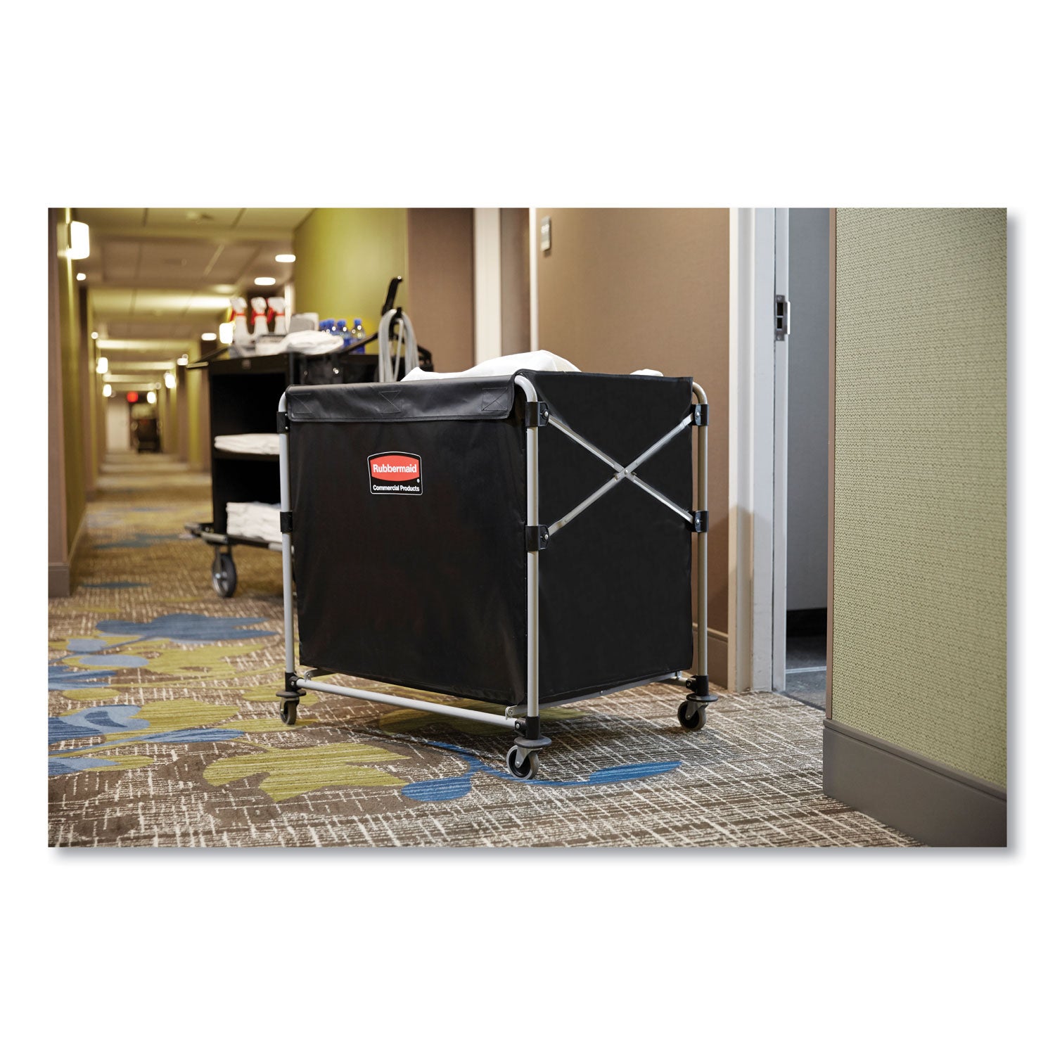 One-Compartment Collapsible X-Cart, Synthetic Fabric, 9.96 cu ft Bin, 24.1" x 35.7" x 34", Black/Silver - 