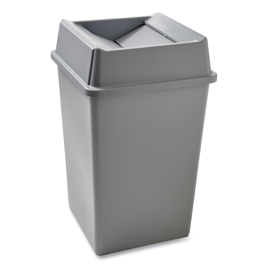 Untouchable Waste Container, Square, Plastic, 35gal, Gray