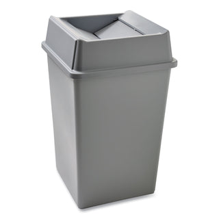 Untouchable Waste Container, Square, Plastic, 35gal, Gray