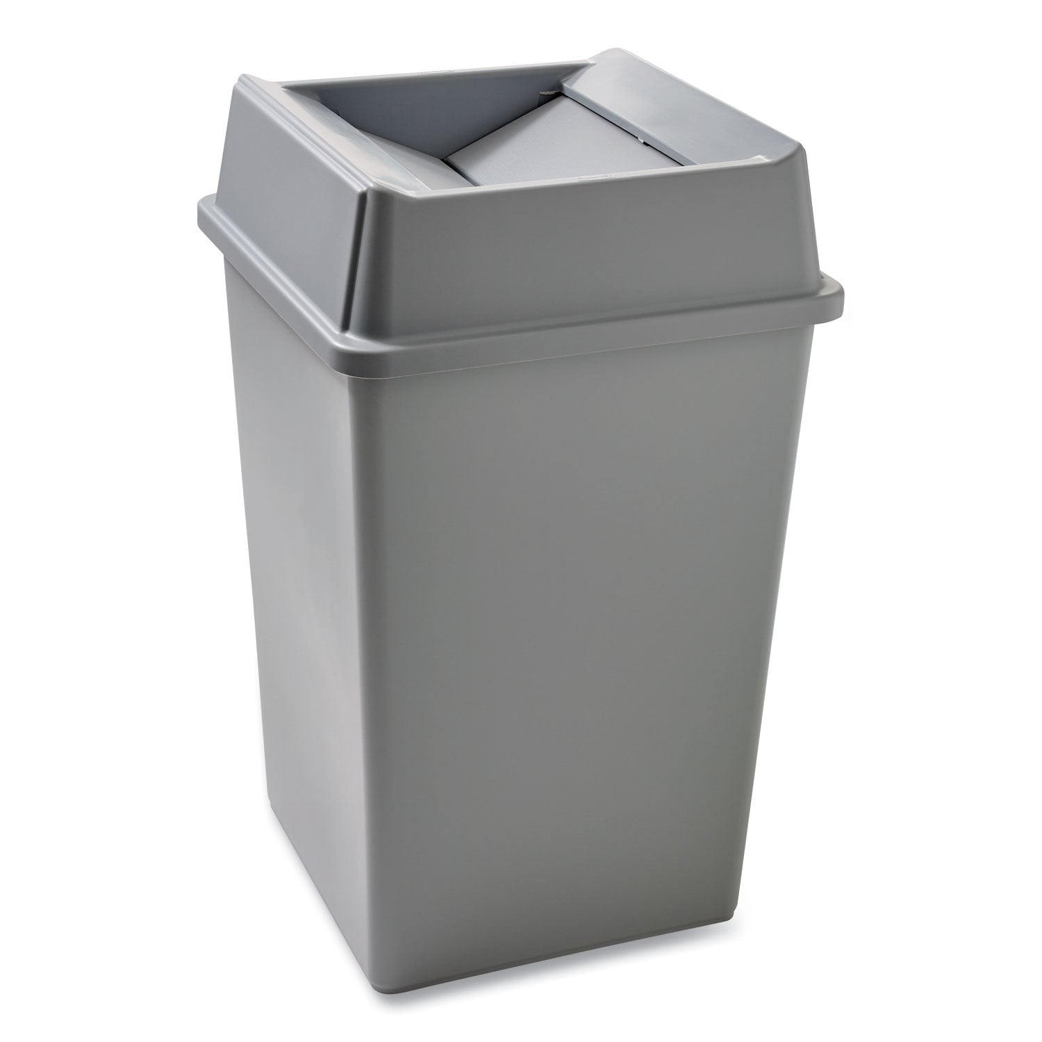 Untouchable Waste Container, Square, Plastic, 35gal, Gray