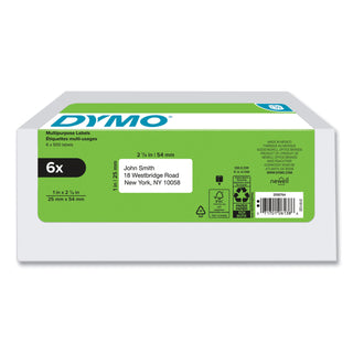 LW Multipurpose Labels, 1" x 2.13", White, 500 Labels/Roll, 6 Rolls/Pack