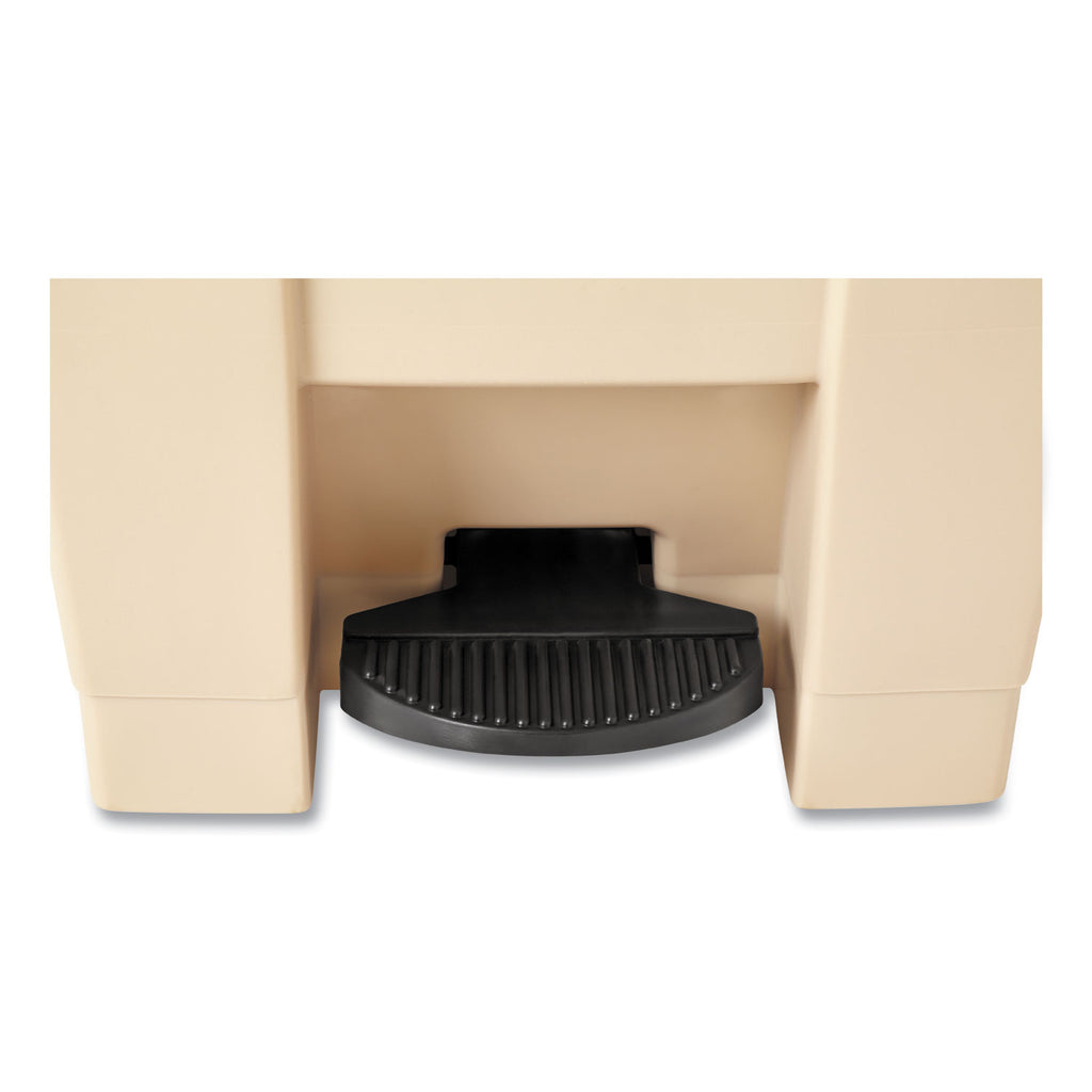 Indoor Utility Step-On Waste Container, Square, Plastic, 12gal, Beige