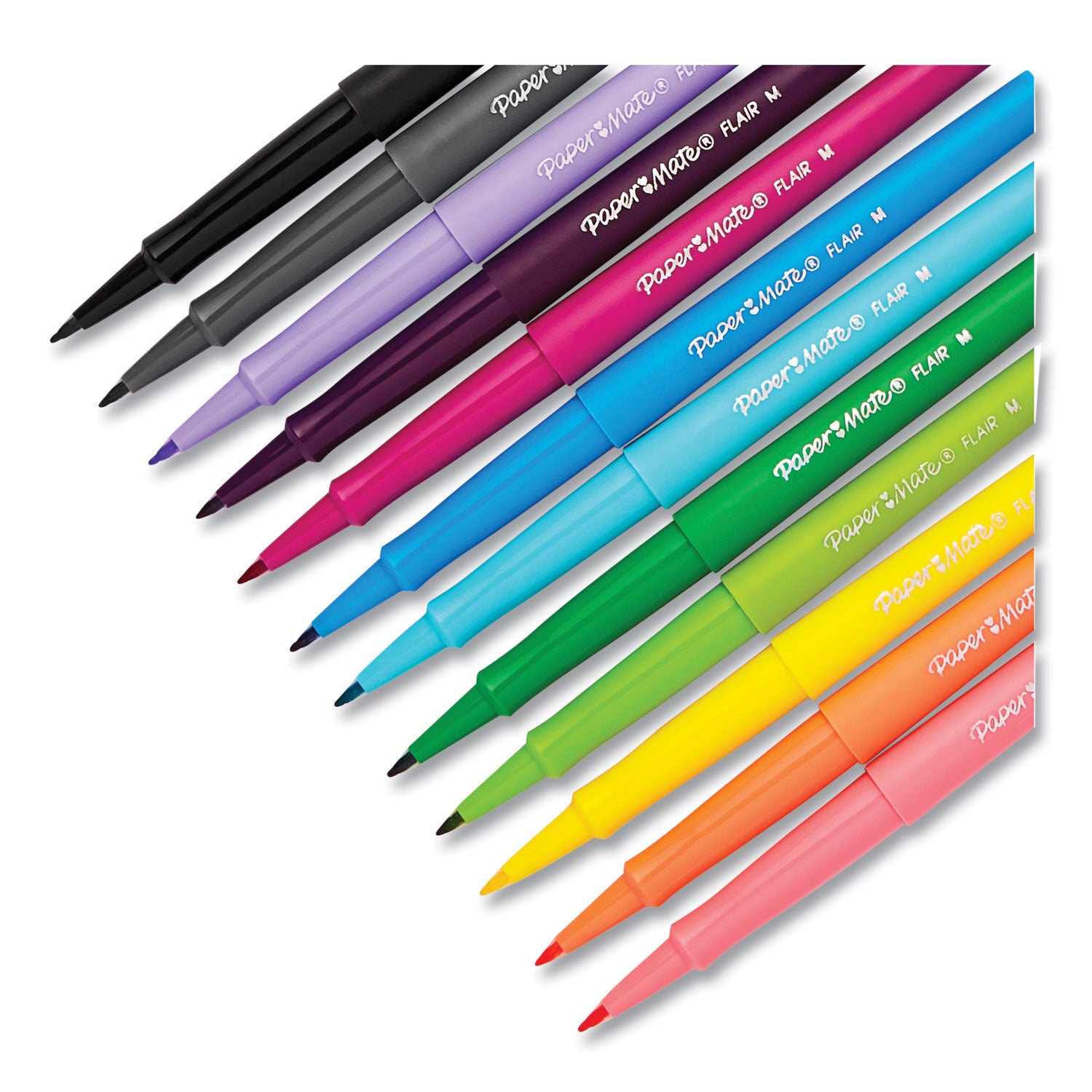 Point Guard Flair Felt Tip Porous Point Pen, Stick, Medium 0.7 mm, Assorted Tropical Vacation Ink and Barrel Colors, Dozen - 