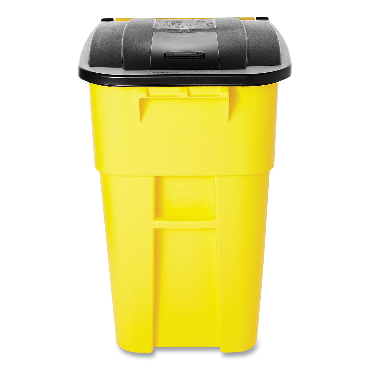 Square Brute Rollout Container, 50 gal, Molded Plastic, Yellow - 