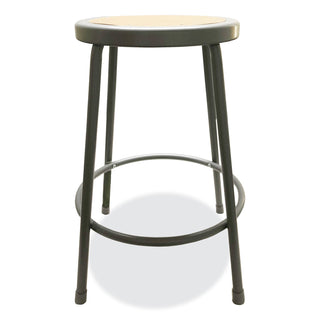 industrial-metal-shop-stool-backless-supports-up-to-300-lb-24-seat-height-brown-seat-gray-base_aleis6624g - 1