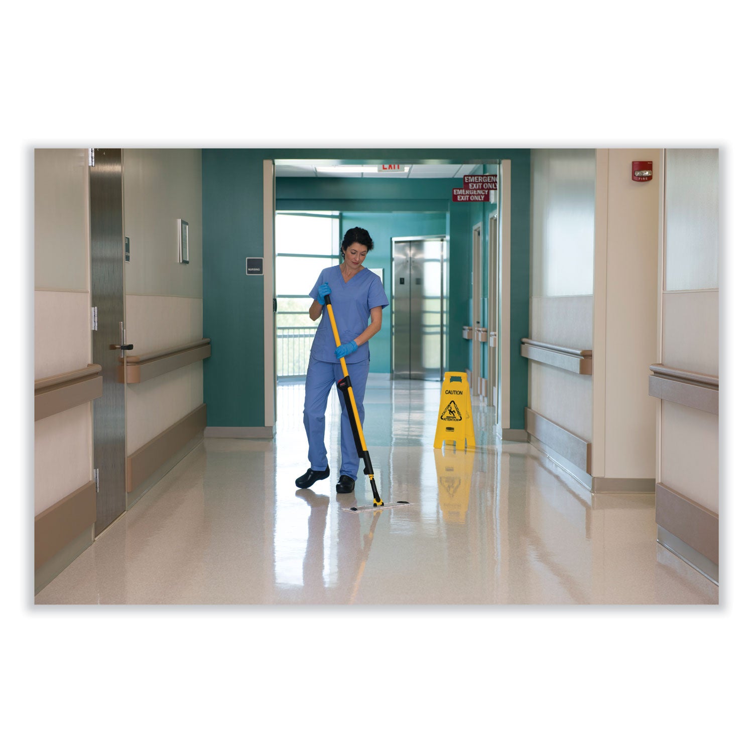 Pulse Microfiber Spray Mop System, 17" Wide Microfiber Head, 52" Yellow Plastic Handle - 