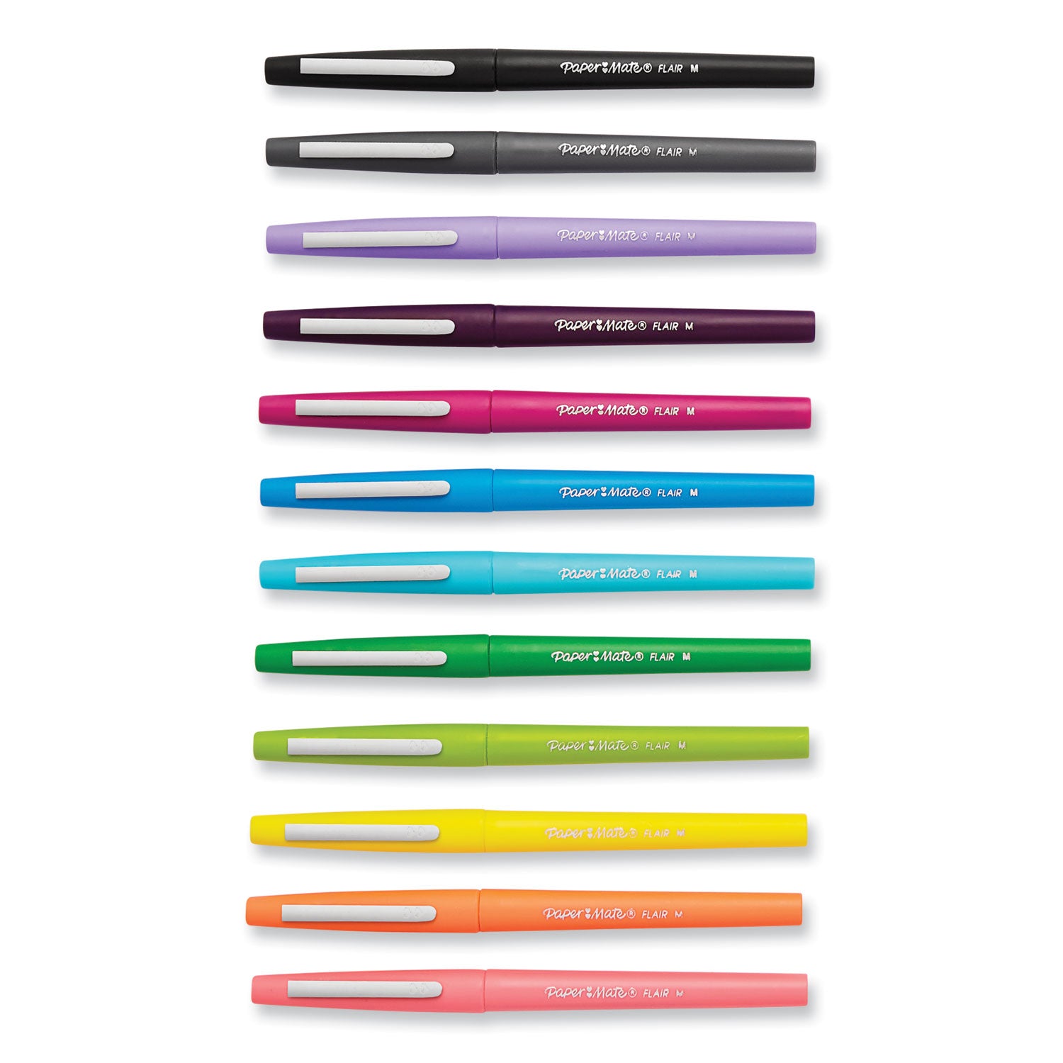 Point Guard Flair Felt Tip Porous Point Pen, Stick, Medium 0.7 mm, Assorted Tropical Vacation Ink and Barrel Colors, Dozen - 