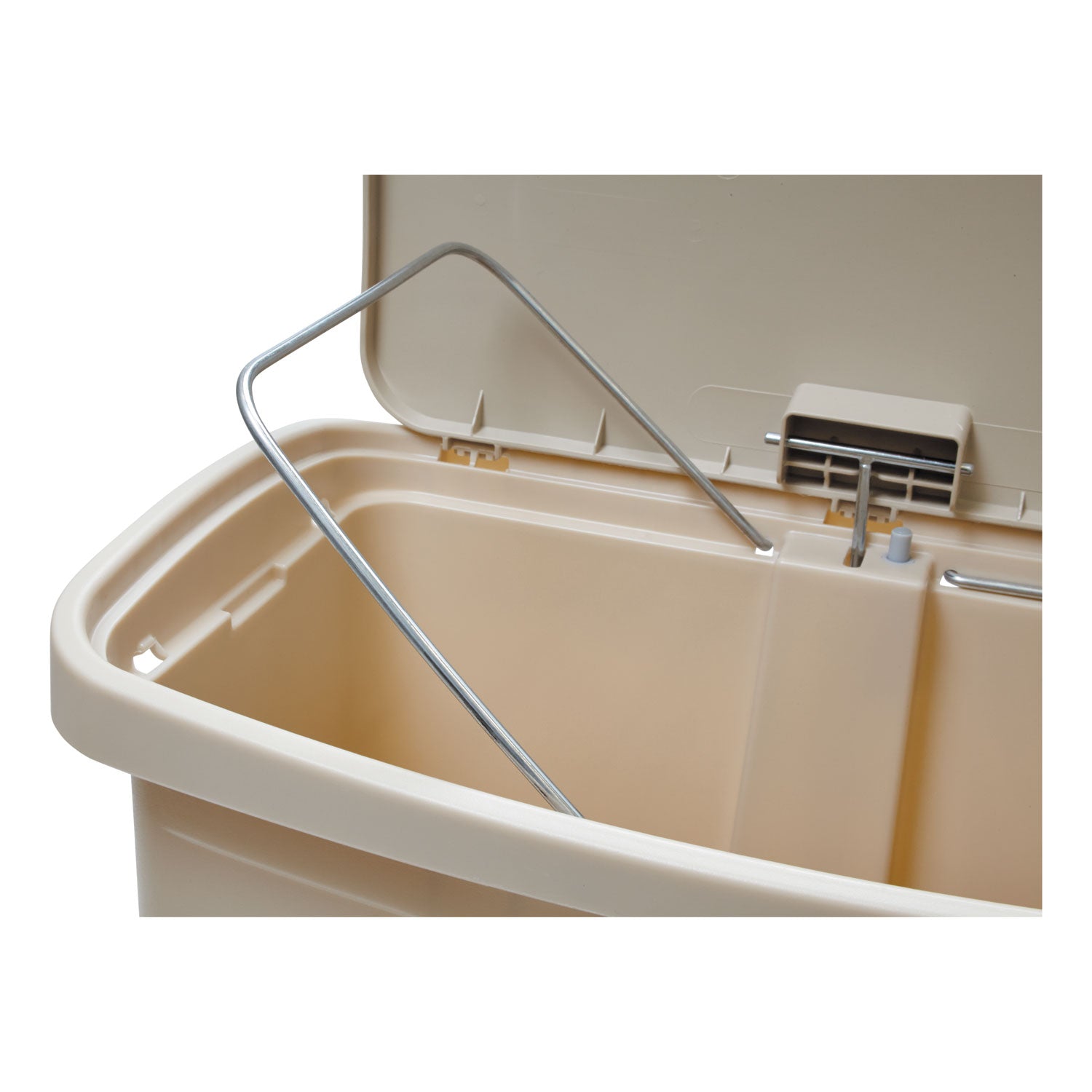 Streamline Resin Step-On Container, Front Step Style, 8 gal, Polyethylene, Beige