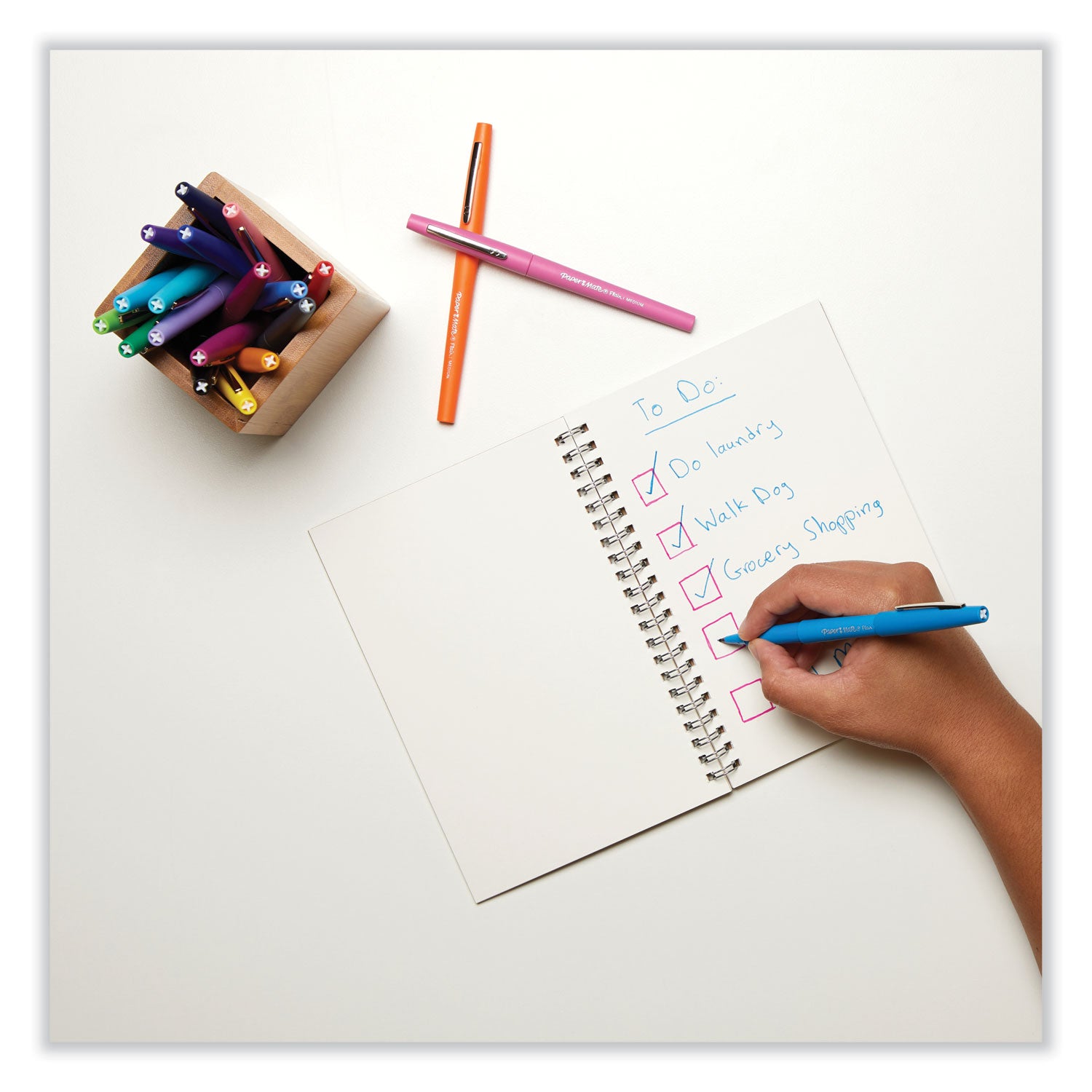 Flair Felt Tip Porous Point Pen, Stick, Medium 0.7 mm, Assorted Ink and Barrel Colors with Retro Accents, 6/Pack