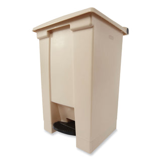 Indoor Utility Step-On Waste Container, Square, Plastic, 12gal, Beige