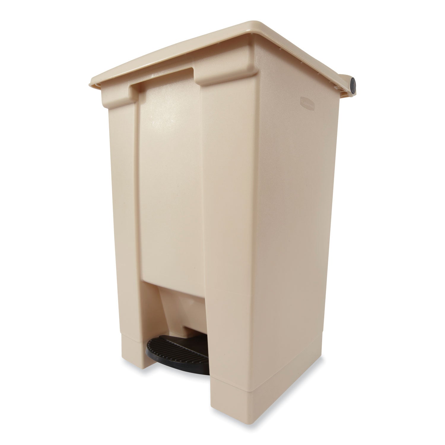 Indoor Utility Step-On Waste Container, Square, Plastic, 12gal, Beige