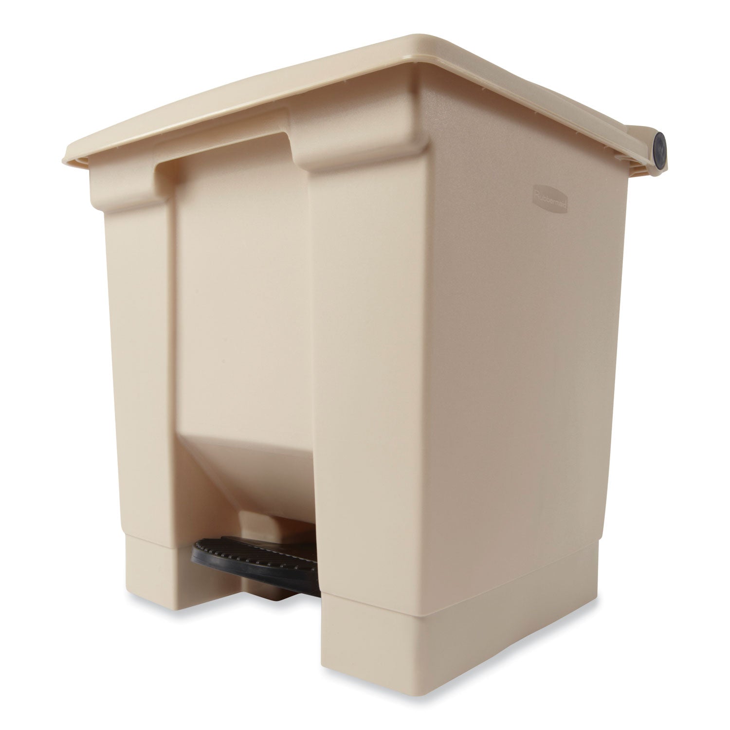 Indoor Utility Step-On Waste Container, Square, Plastic, 8gal, Beige
