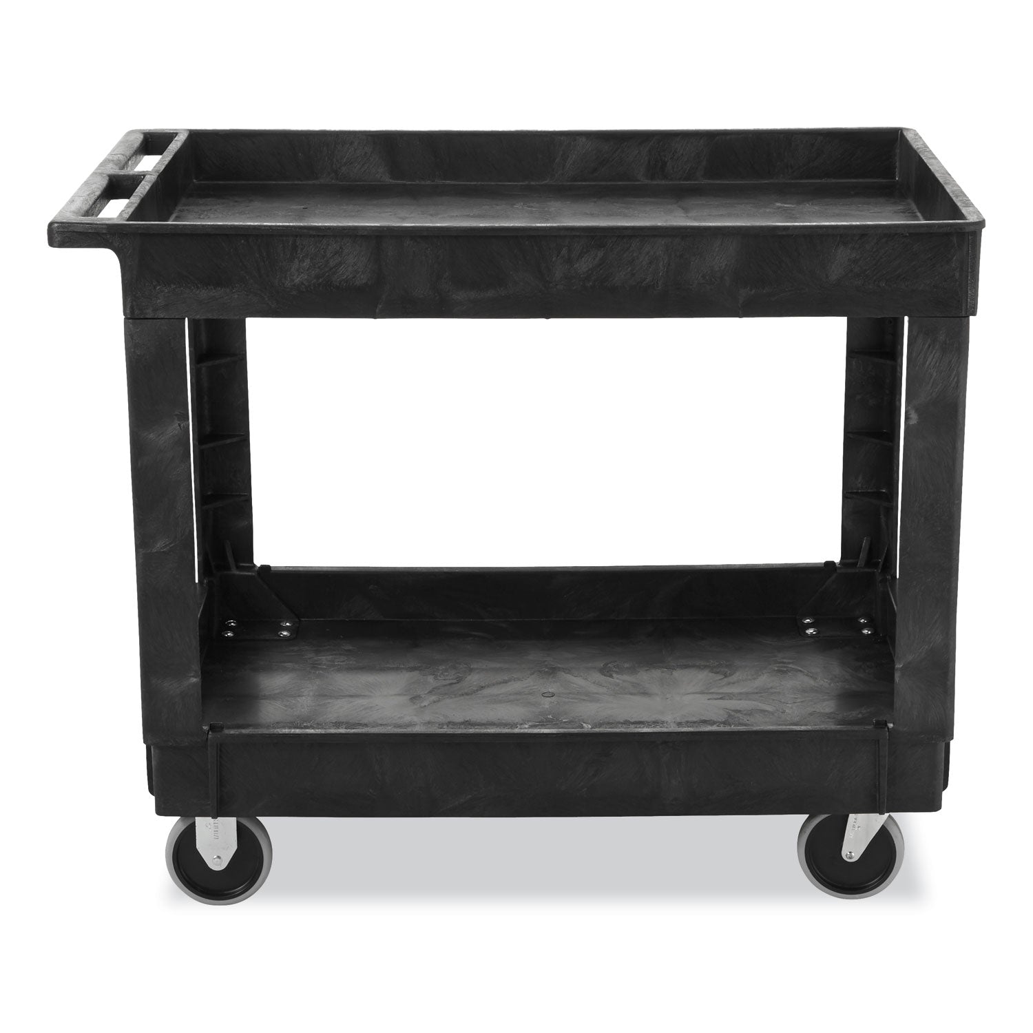 Service/Utility Carts, Plastic, 2 Shelves, 500 lb Capacity, 24" x 40" x 31.25", Black - 