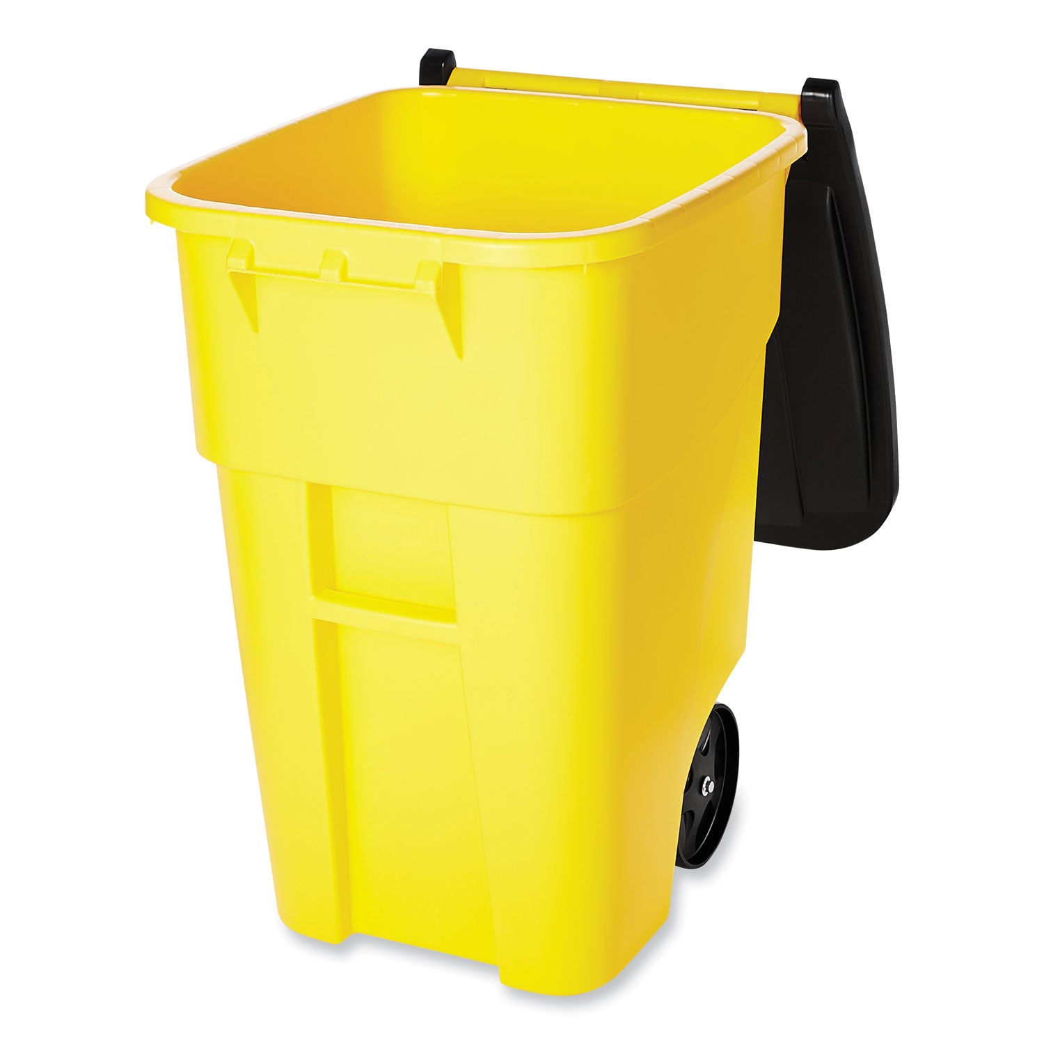 Square Brute Rollout Container, 50 gal, Molded Plastic, Yellow - 