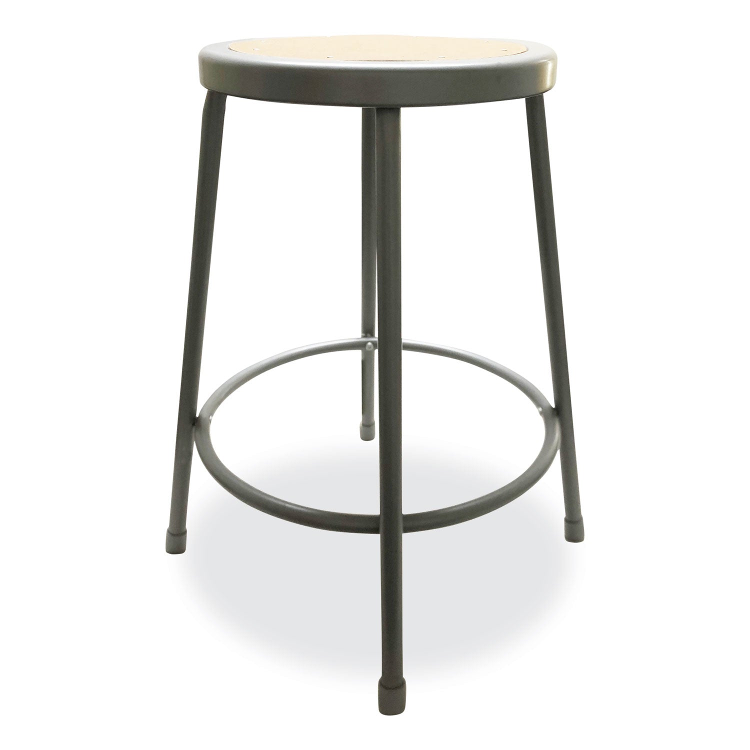 industrial-metal-shop-stool-backless-supports-up-to-300-lb-24-seat-height-brown-seat-gray-base_aleis6624g - 4