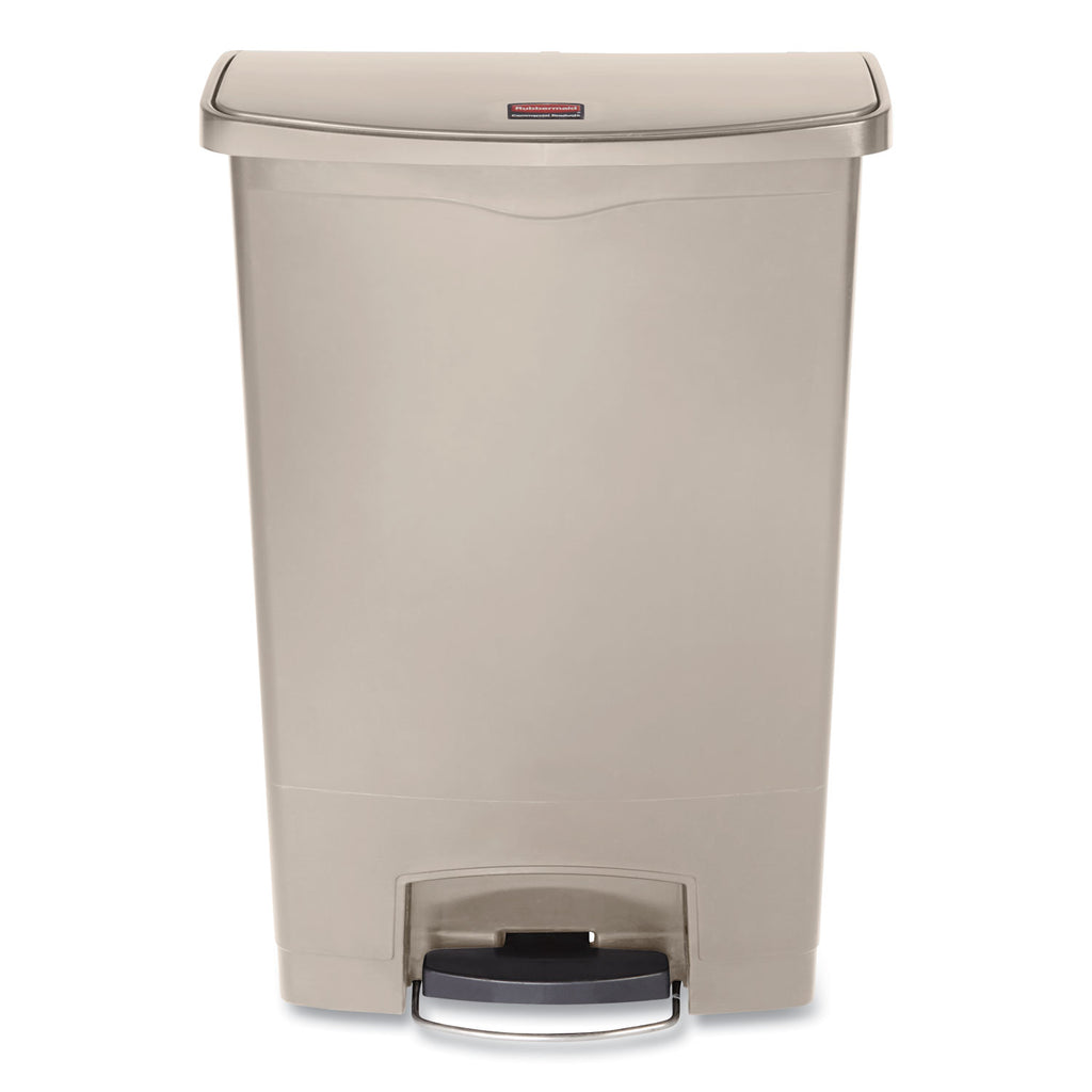 Streamline Resin Step-On Container, Front Step Style, 24 gal, Polyethylene, Beige