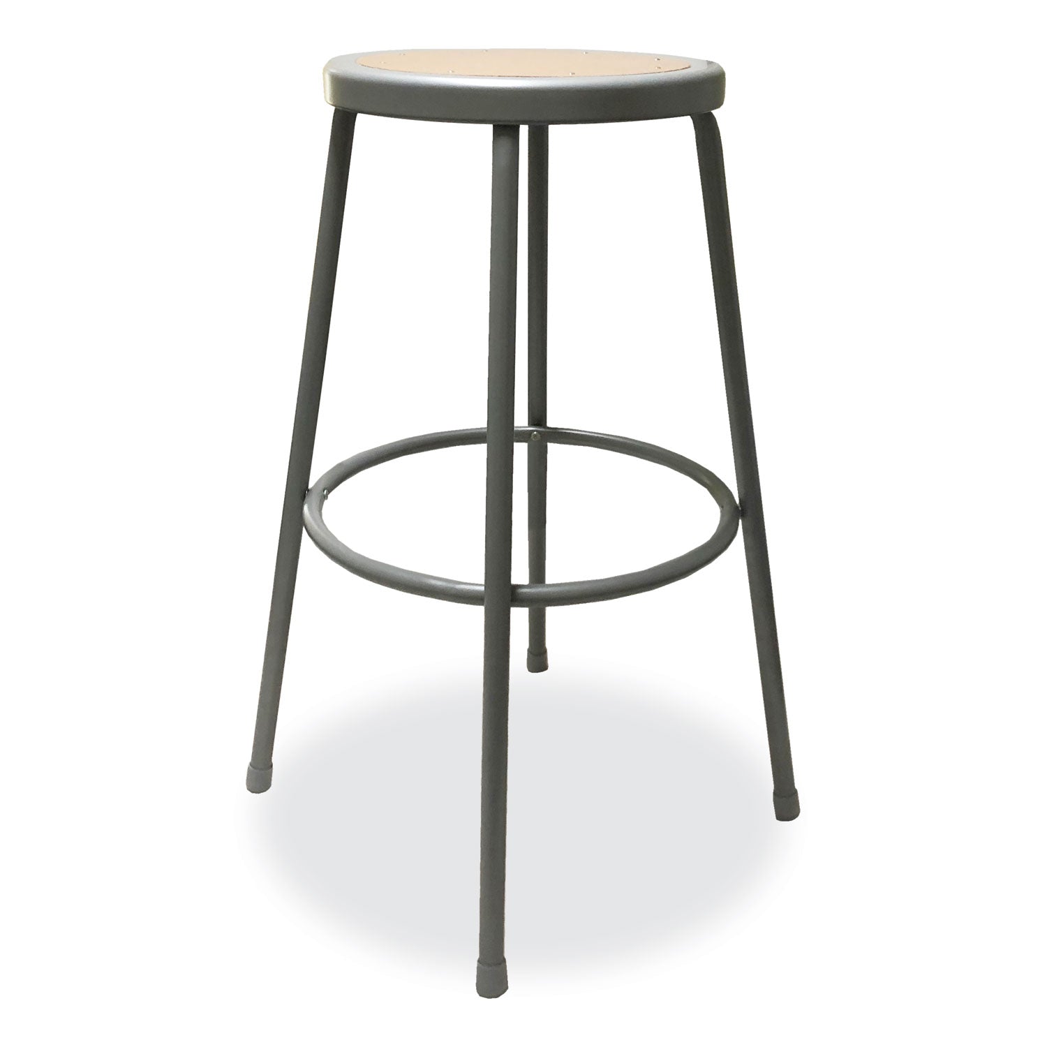 industrial-metal-shop-stool-backless-supports-up-to-300-lb-30-seat-height-brown-seat-gray-base_aleis6630g - 3