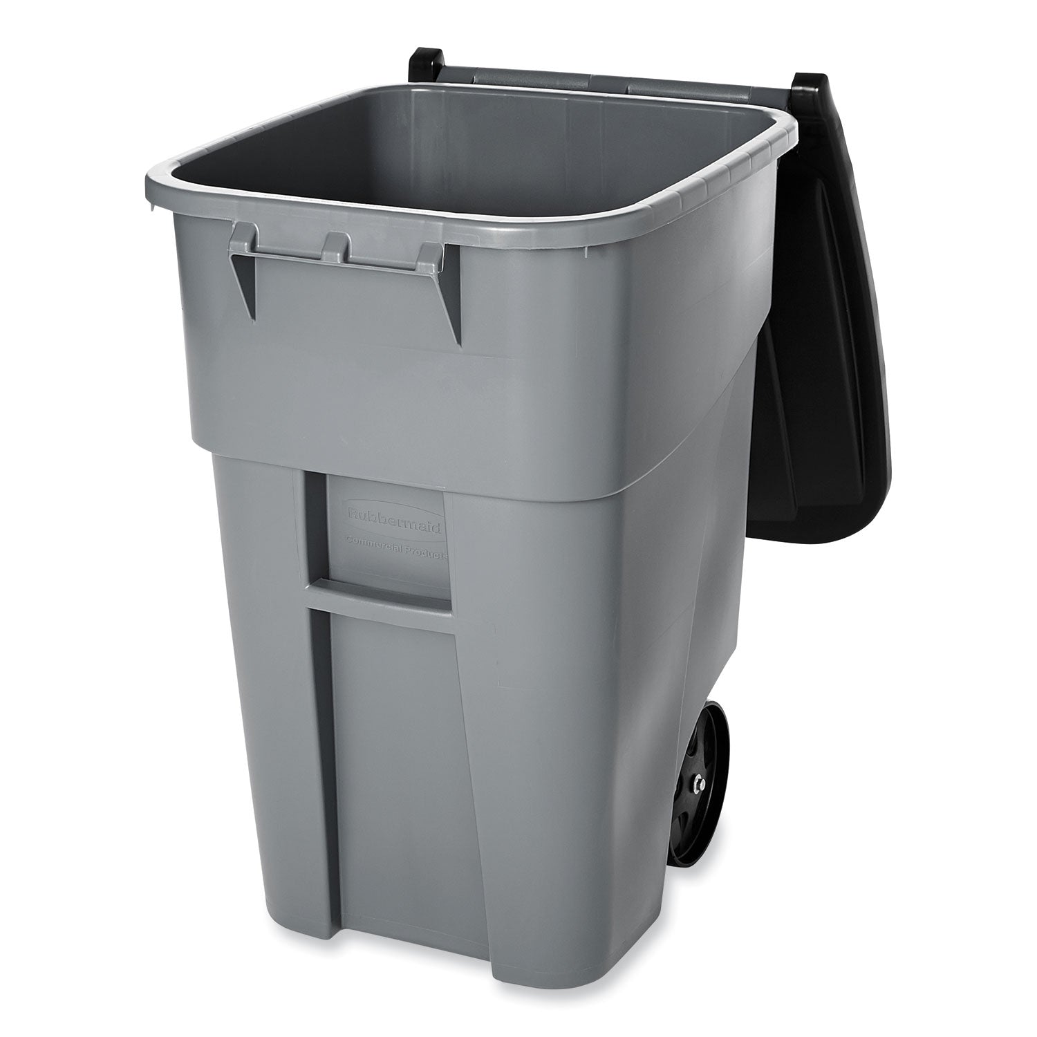 Square Brute Rollout Container, 50 gal, Molded Plastic, Gray - 