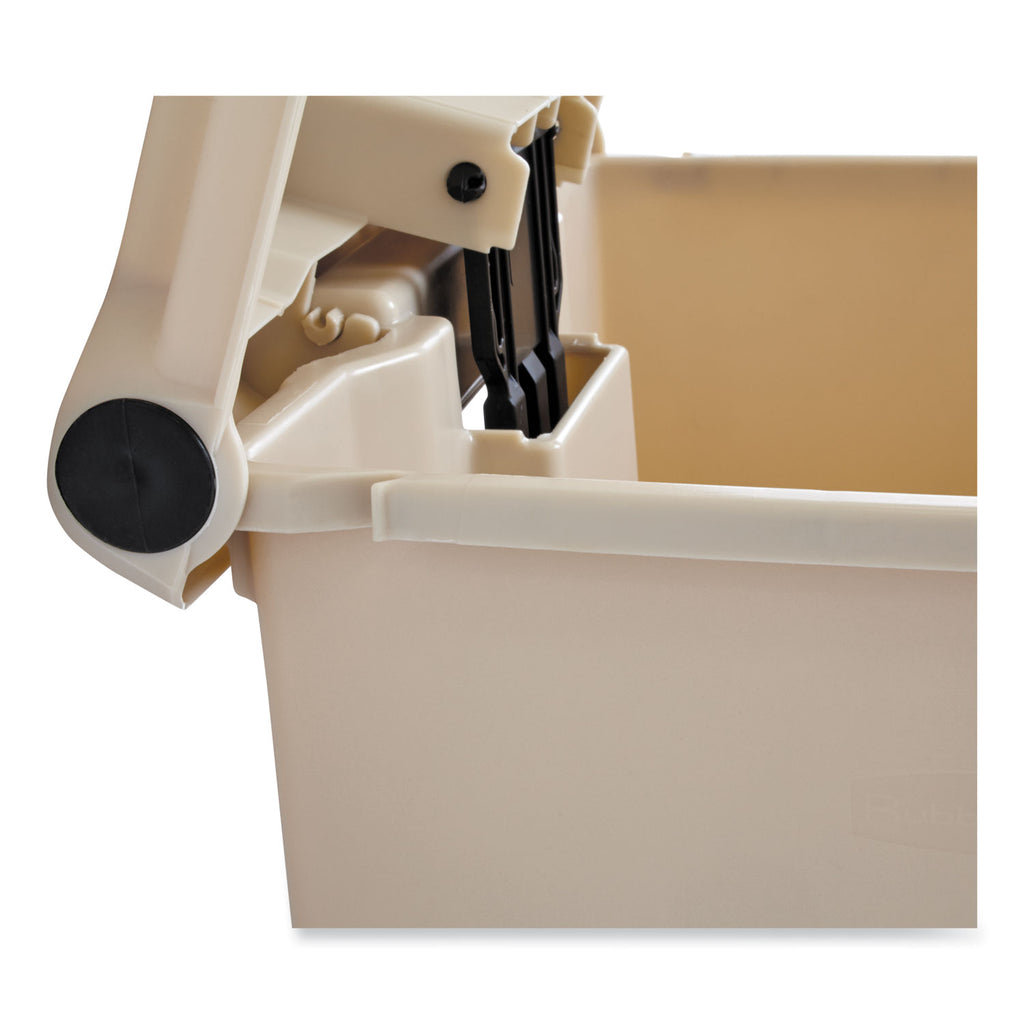 Indoor Utility Step-On Waste Container, Square, Plastic, 12gal, Beige