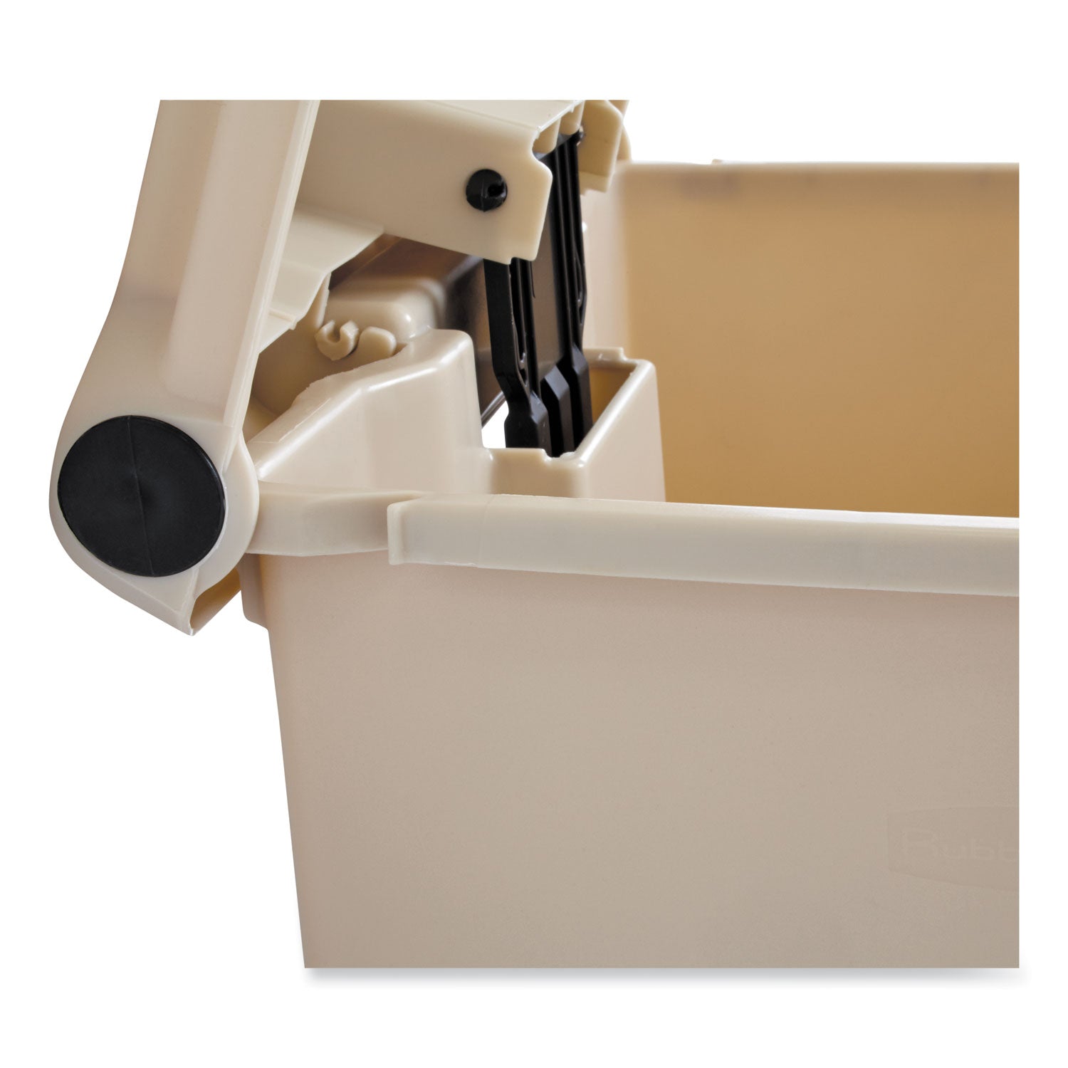 Indoor Utility Step-On Waste Container, Square, Plastic, 12gal, Beige