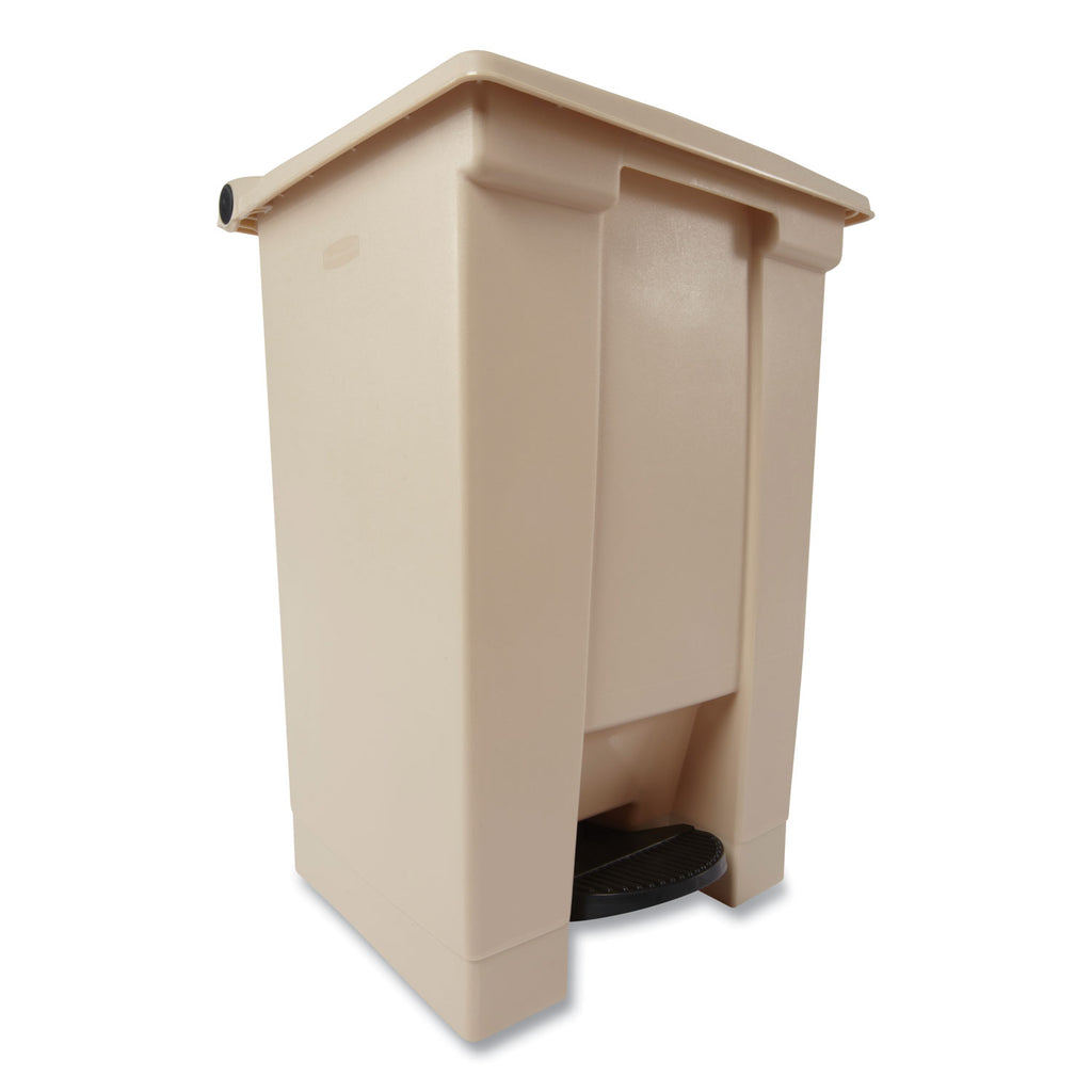 Indoor Utility Step-On Waste Container, Square, Plastic, 12gal, Beige