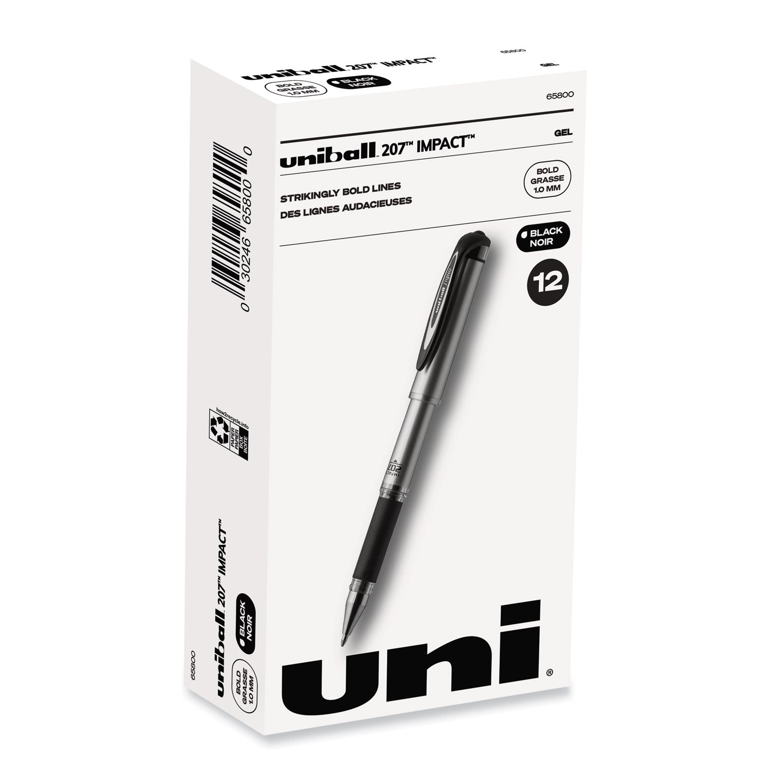 207-impact-gel-pen-stick-bold-1-mm-black-ink-silver-black-barrel_ubc65800 - 1