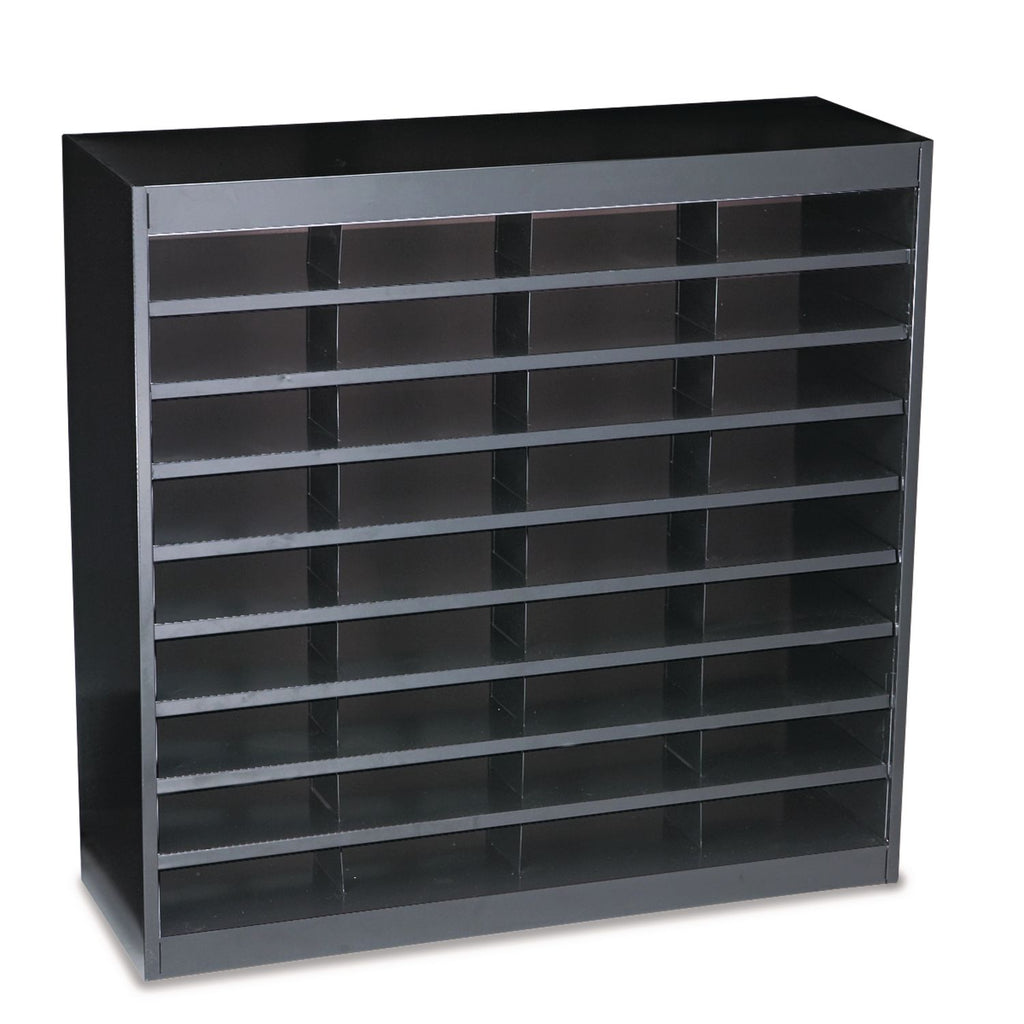 Steel/Fiberboard E-Z Stor Sorter, 36 Compartments, 37.5 x 12.75 x 36.5, Black