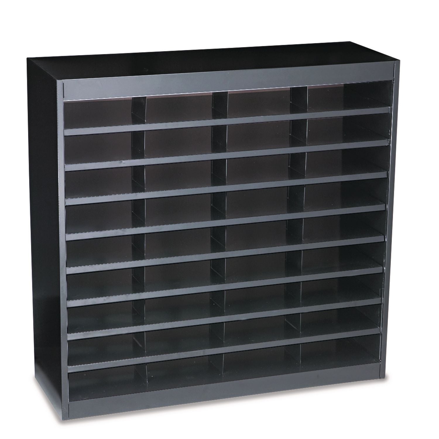 Steel/Fiberboard E-Z Stor Sorter, 36 Compartments, 37.5 x 12.75 x 36.5, Black