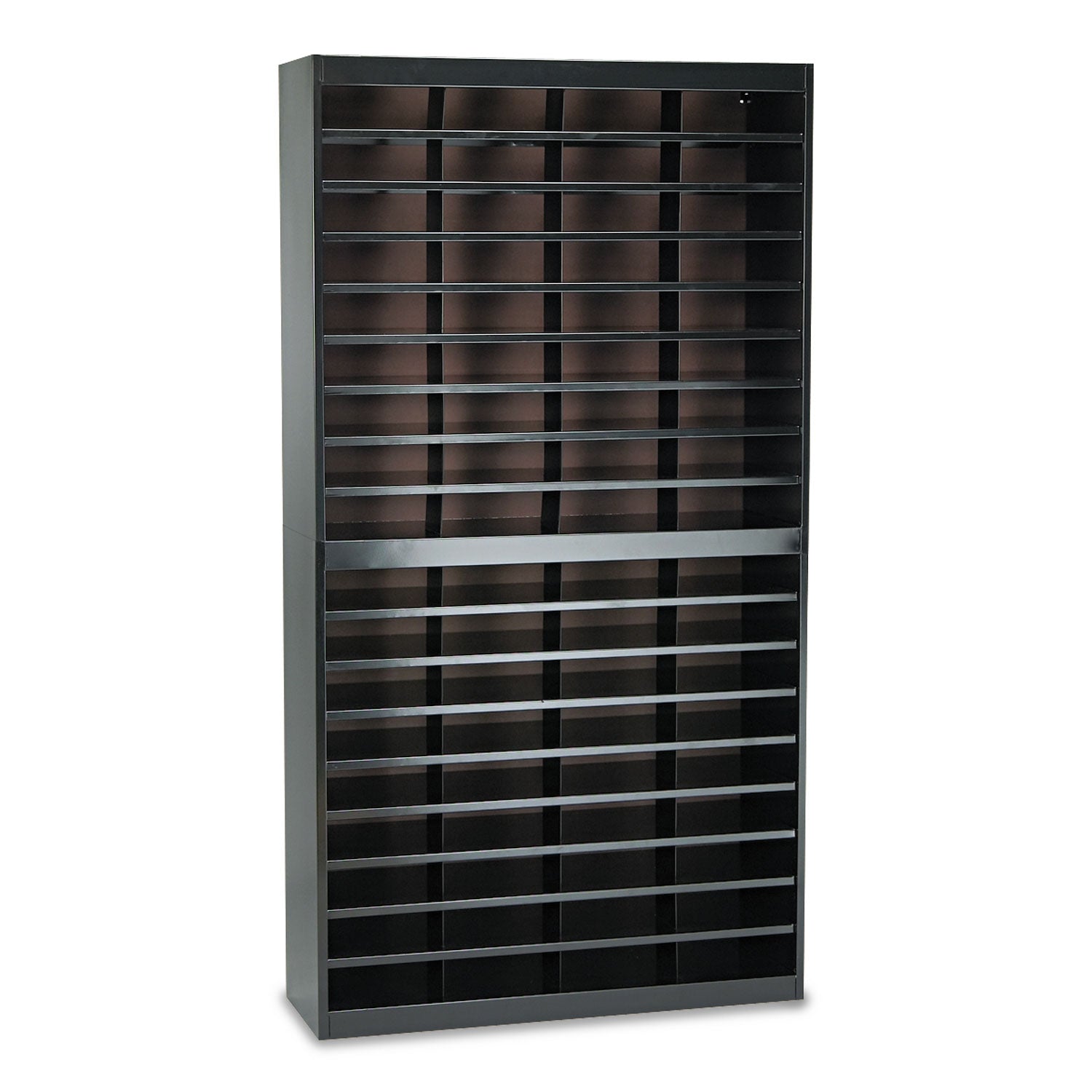 Steel/Fiberboard E-Z Stor Sorter, 72 Compartments, 37.5 x 12.75 x 71, Black - 