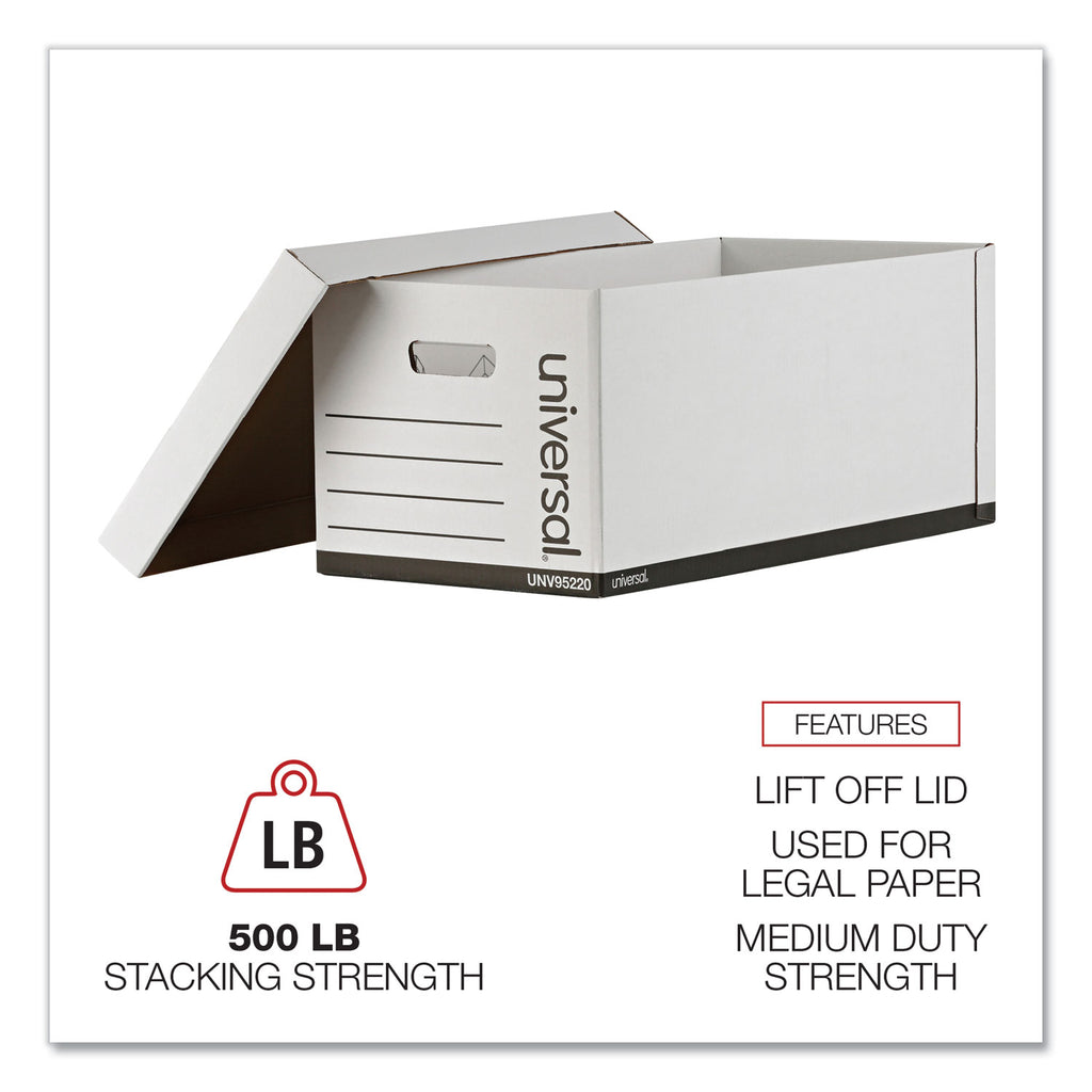 Medium-Duty Easy Assembly Storage Box, Letter Files, White, 12/Carton - 
