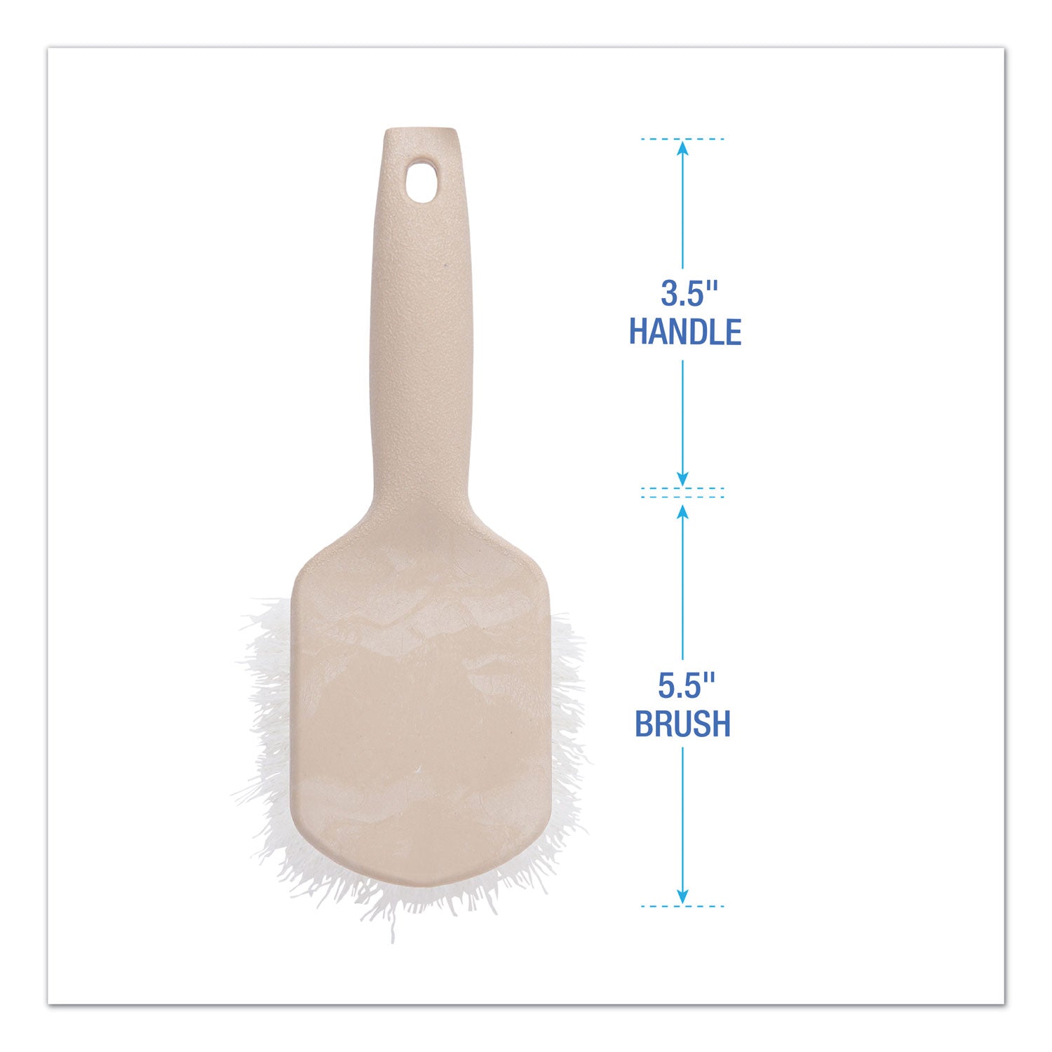 Utility Brush, Cream Nylon Bristles, 5.5" Brush, 3.5" Tan Plastic Handle - 