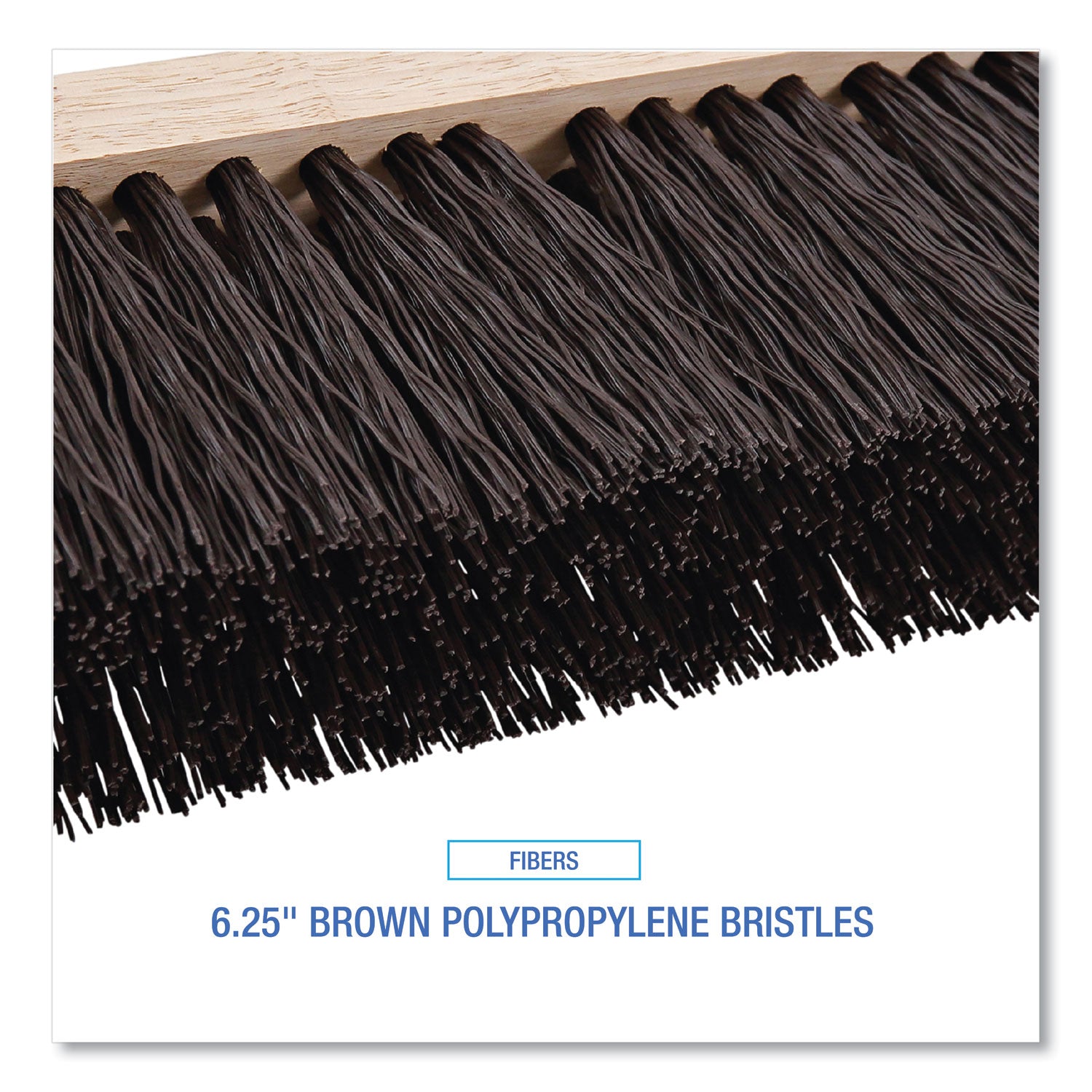 Street Broom Head, 6.25" Brown Polypropylene Bristles, 16" Brush - 