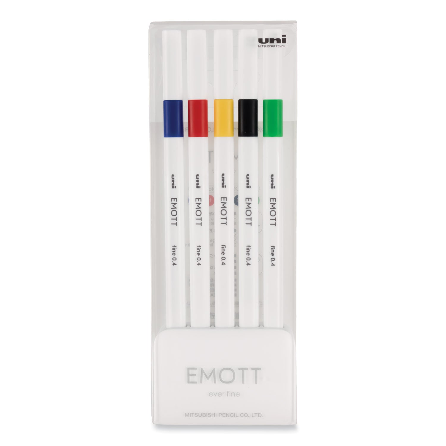 emott-porous-point-pen-stick-fine-04-mm-assorted-ink-colors-white-barrel-5-pack_ubc24828 - 1