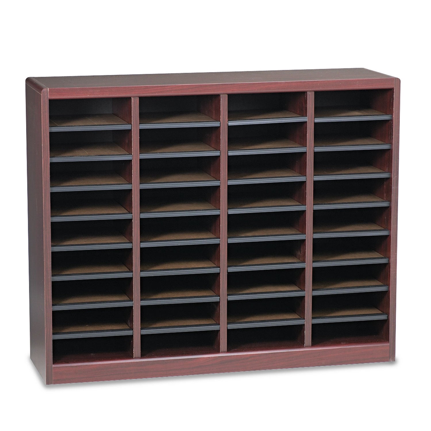 Wood/Fiberboard E-Z Stor Sorter, 36 Compartments, 40 x 11.75 x 32.5, Mahogany - 