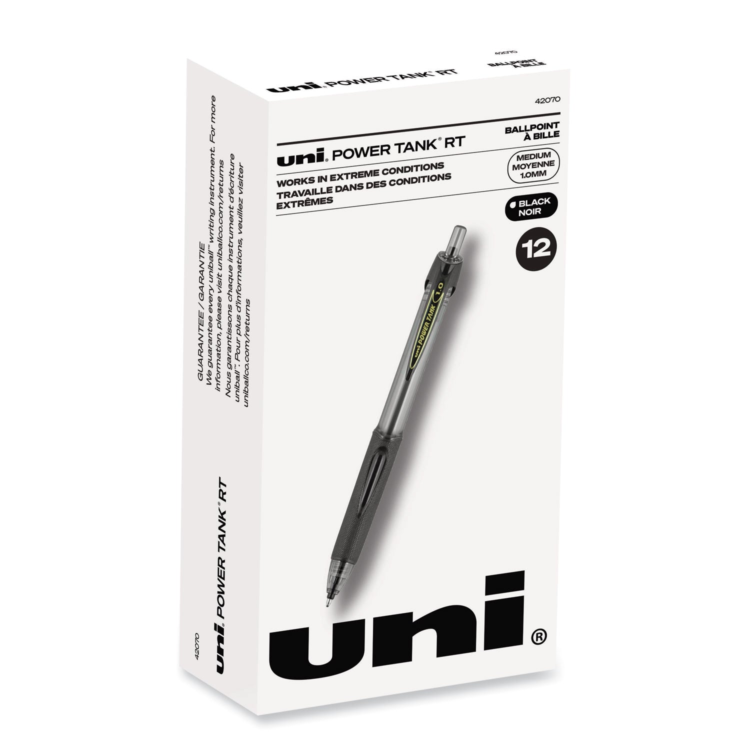 power-tank-rt-ballpoint-pen-retractable-bold-1-mm-black-ink-smoke-black-barrel-dozen_ubc42070 - 1