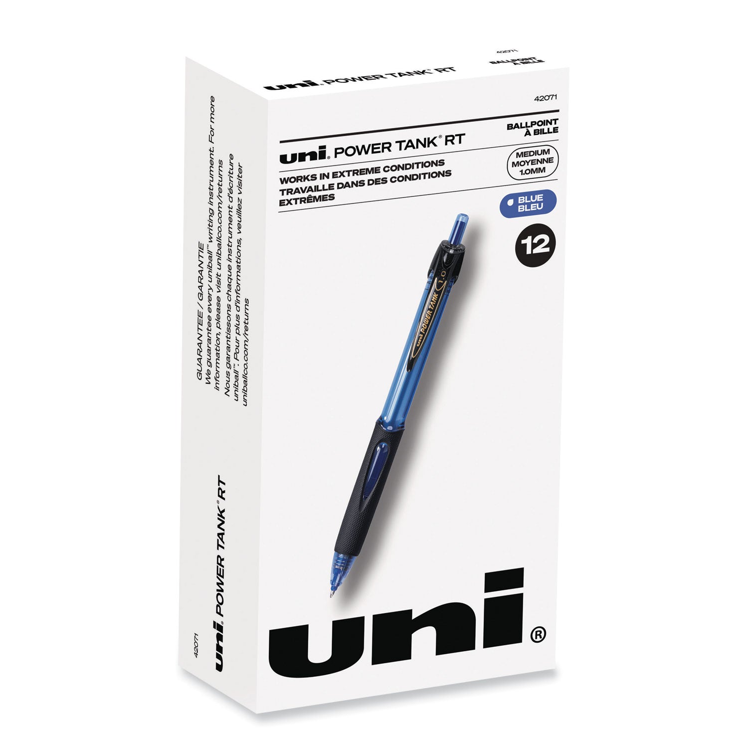 power-tank-rt-ballpoint-pen-retractable-bold-1-mm-blue-ink-translucent-blue-black-barrel-dozen_ubc42071 - 1