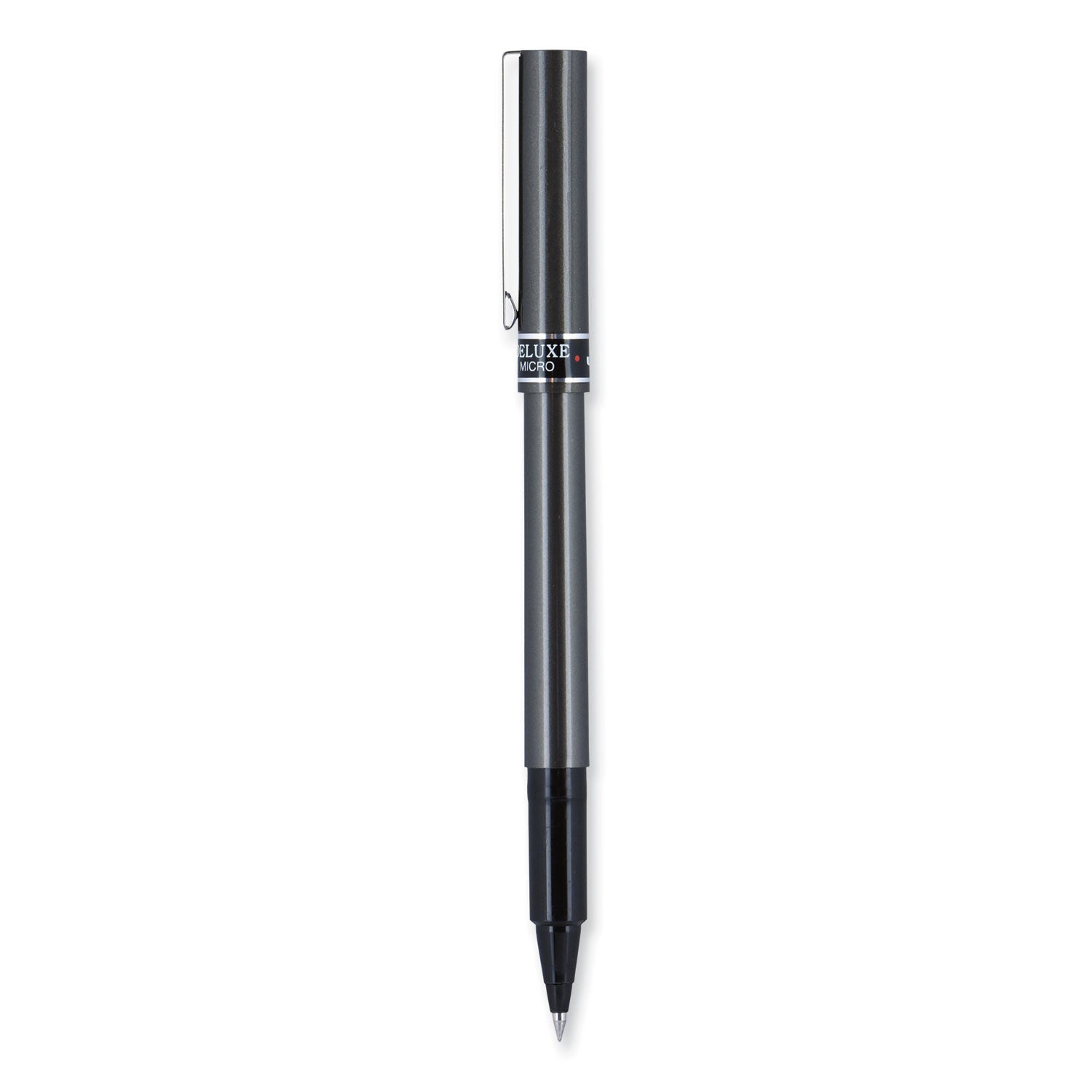 deluxe-roller-ball-pen-stick-extra-fine-05-mm-black-ink-metallic-gray-black-barrel-dozen_ubc60025 - 2