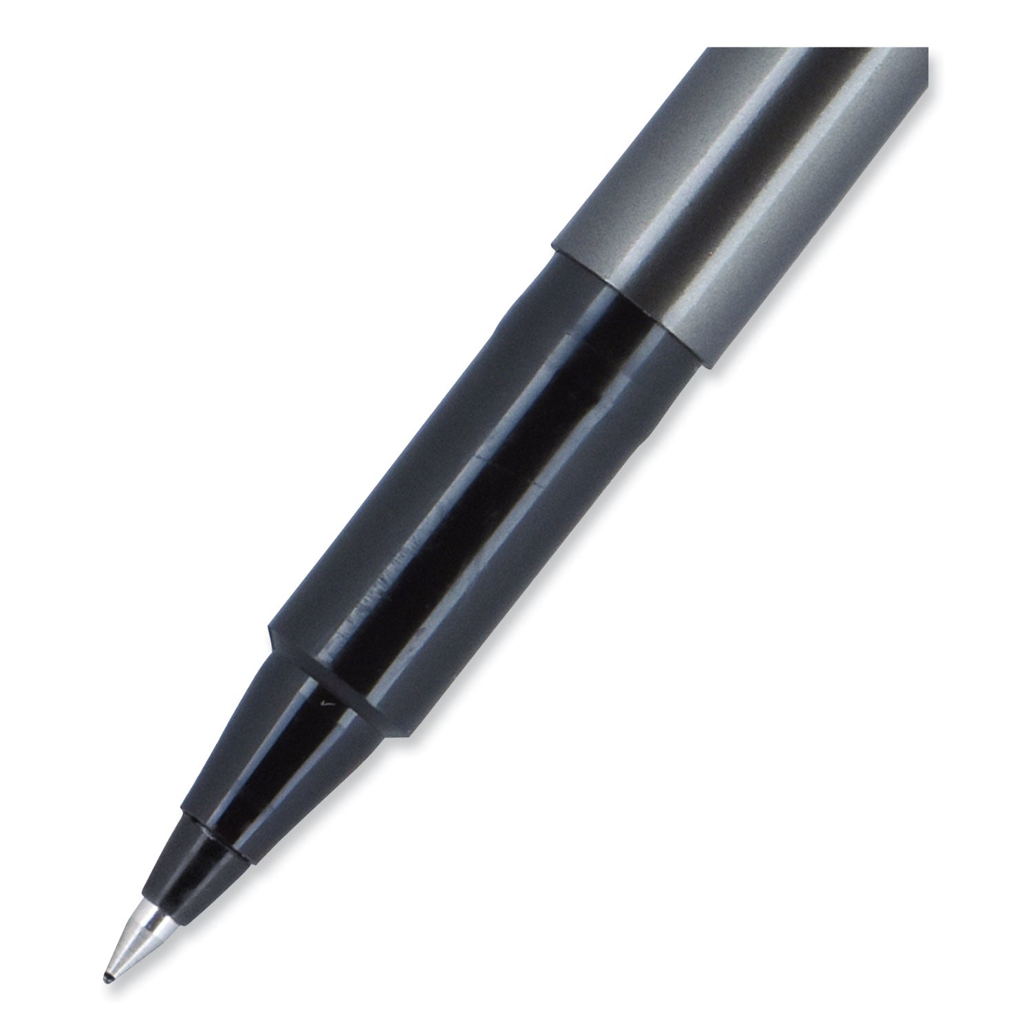 deluxe-roller-ball-pen-stick-extra-fine-05-mm-black-ink-metallic-gray-black-barrel-dozen_ubc60025 - 3