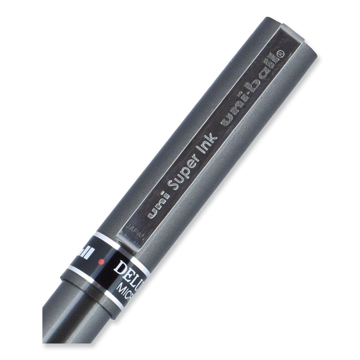 deluxe-roller-ball-pen-stick-extra-fine-05-mm-black-ink-metallic-gray-black-barrel-dozen_ubc60025 - 4